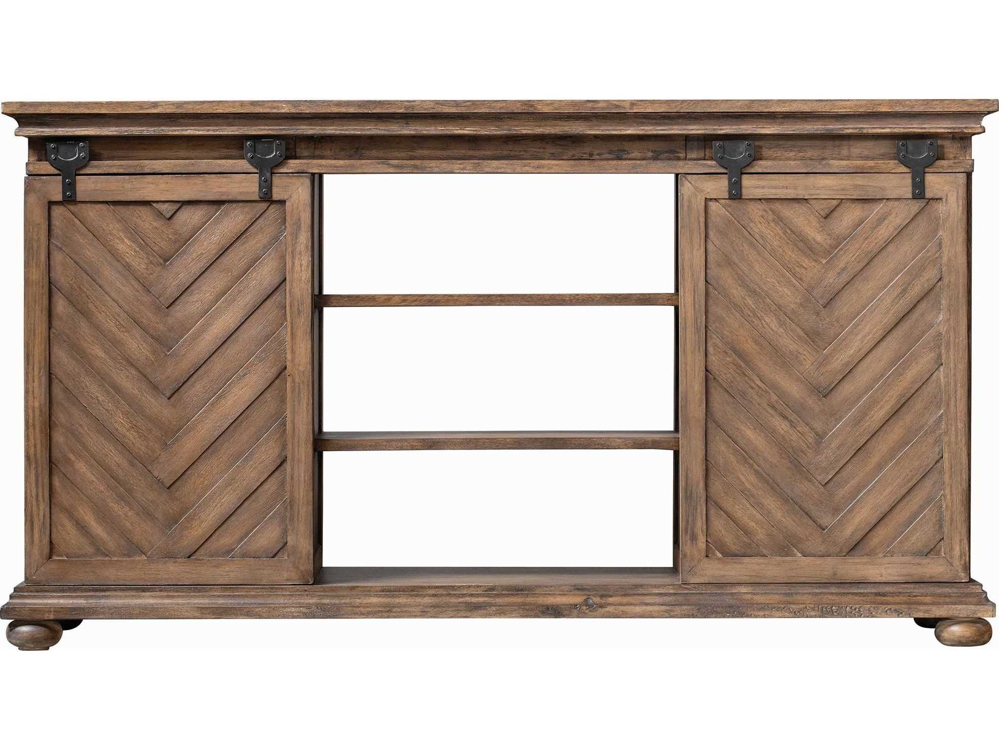 Uttermost Primalia Barn Door 62" Mango Wood Antique Honey Media Console