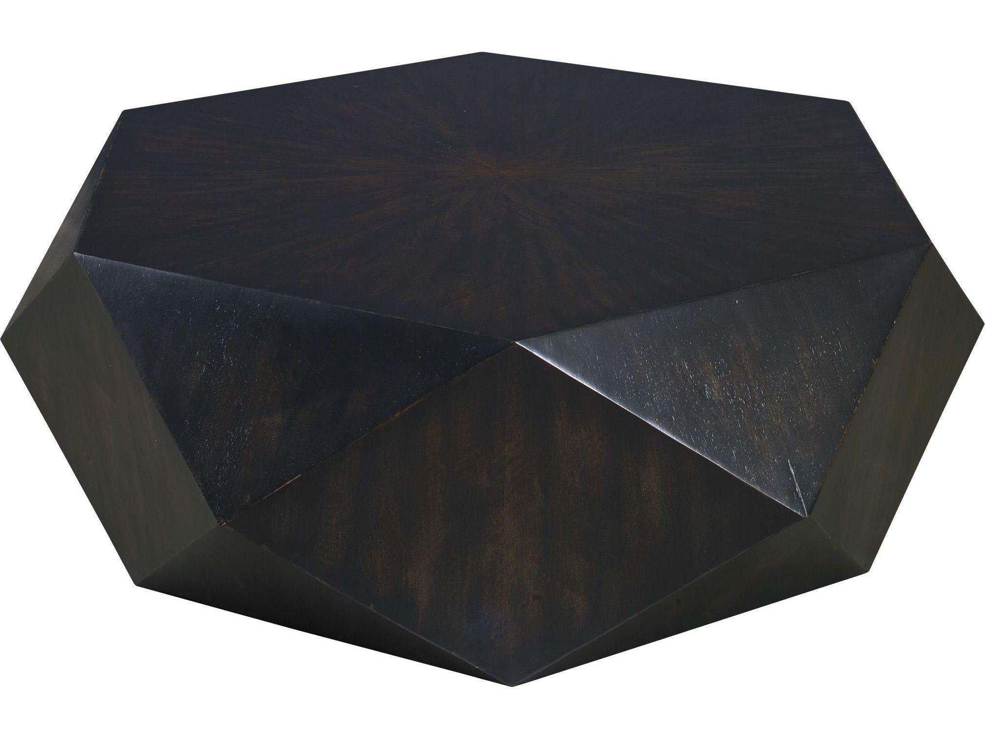Uttermost Volker Hexagon Wood Worn Black Honey Coffee Table
