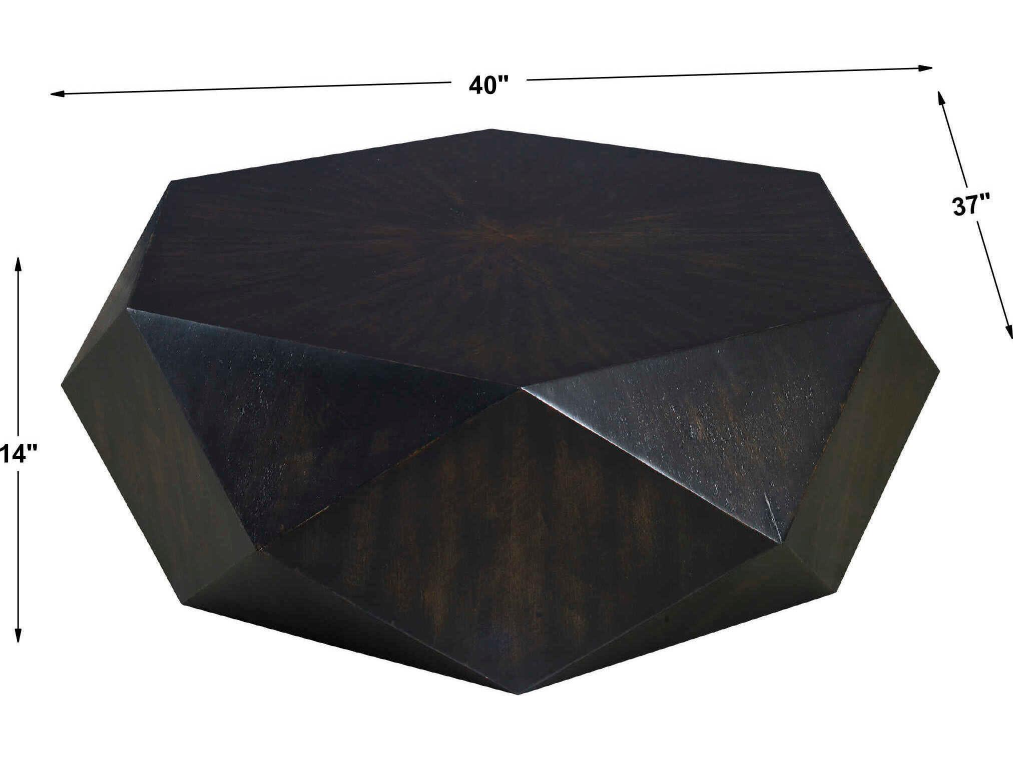 Uttermost Volker Hexagon Wood Worn Black Honey Coffee Table