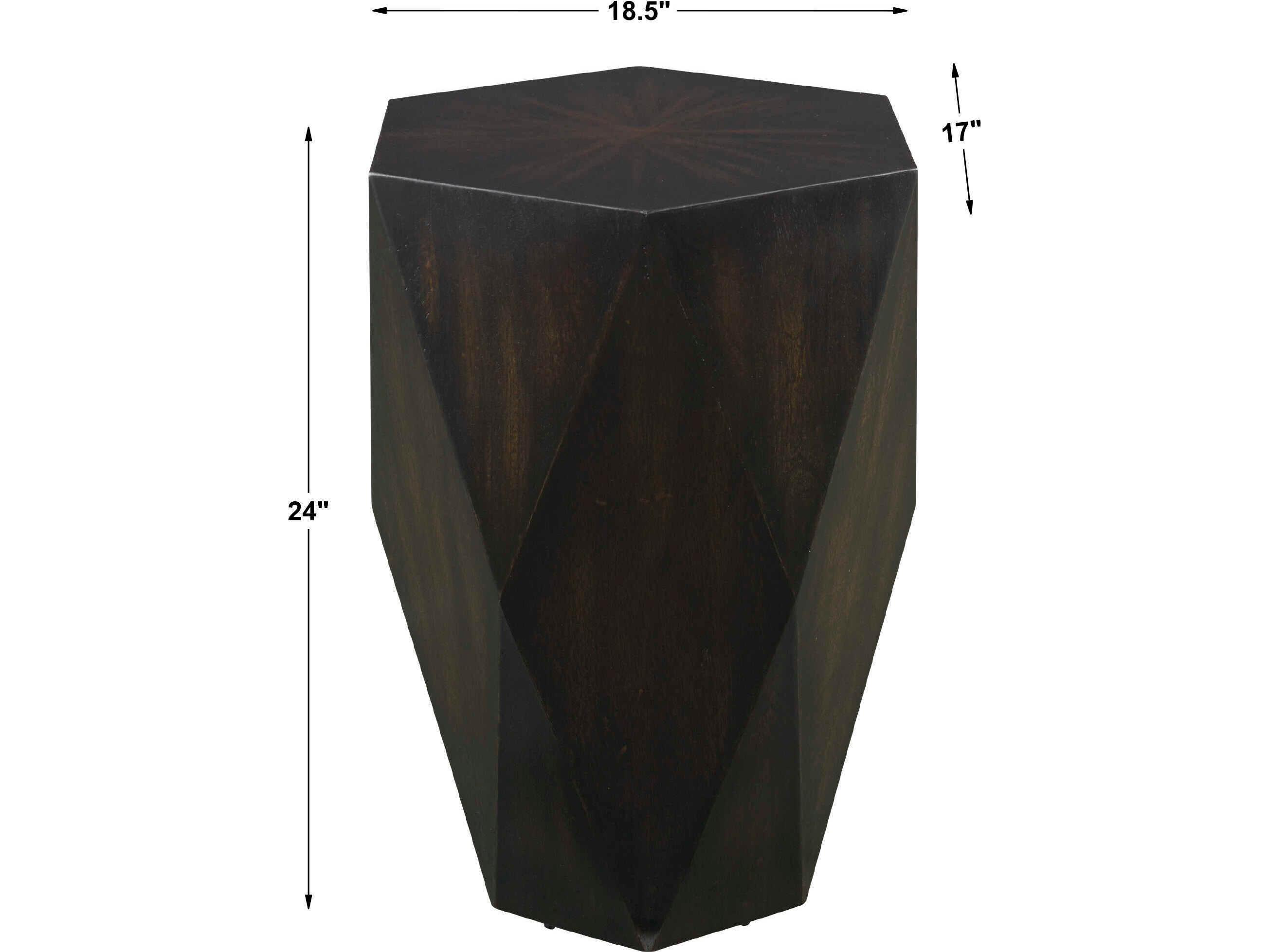 Uttermost Volker Wood Worn Black Honey End Table