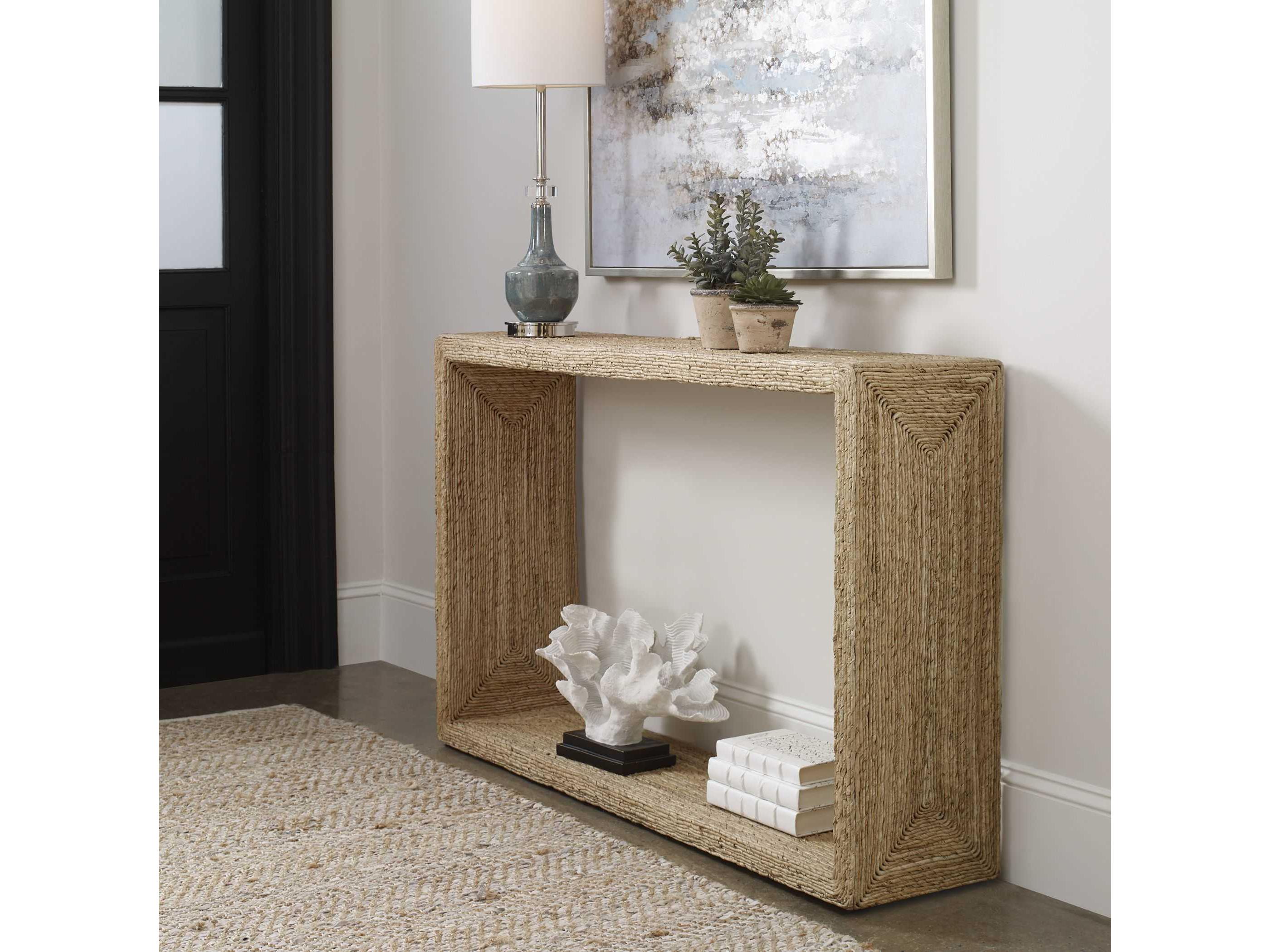 Uttermost Rora Coastal Rectangular Wood Natural Console Table