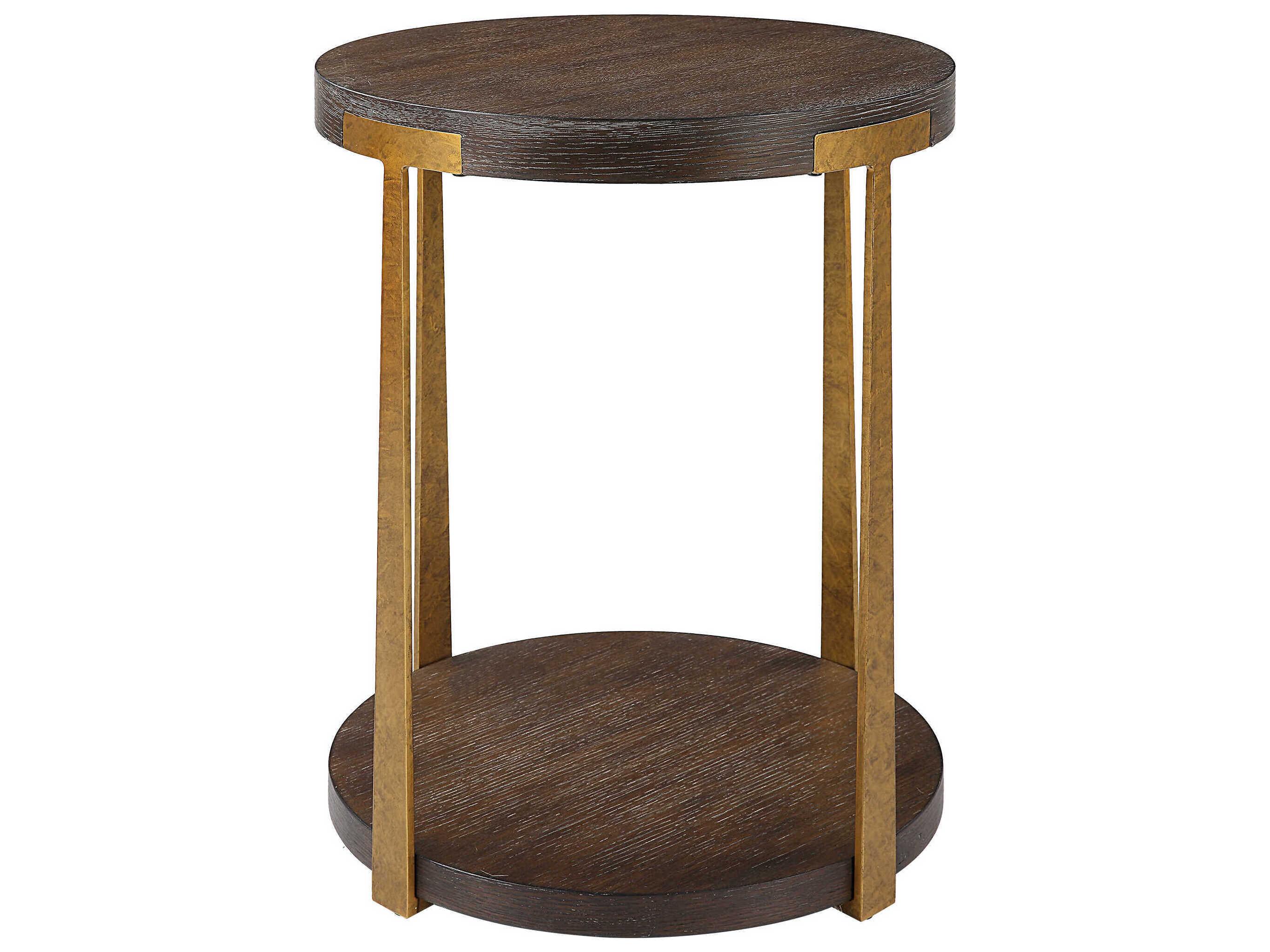 Uttermost Palisade Round Wood Rich Coffee End Table