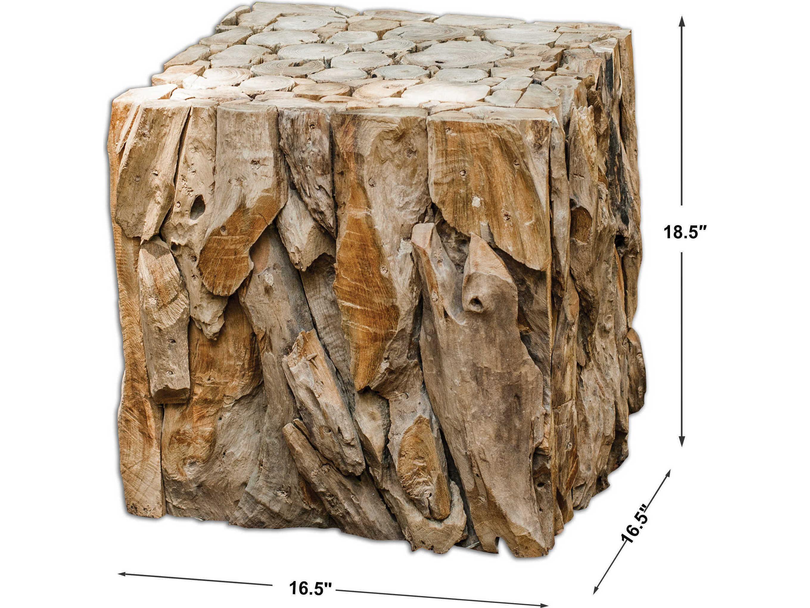 Uttermost Teak Root Square Wood Natural End Table