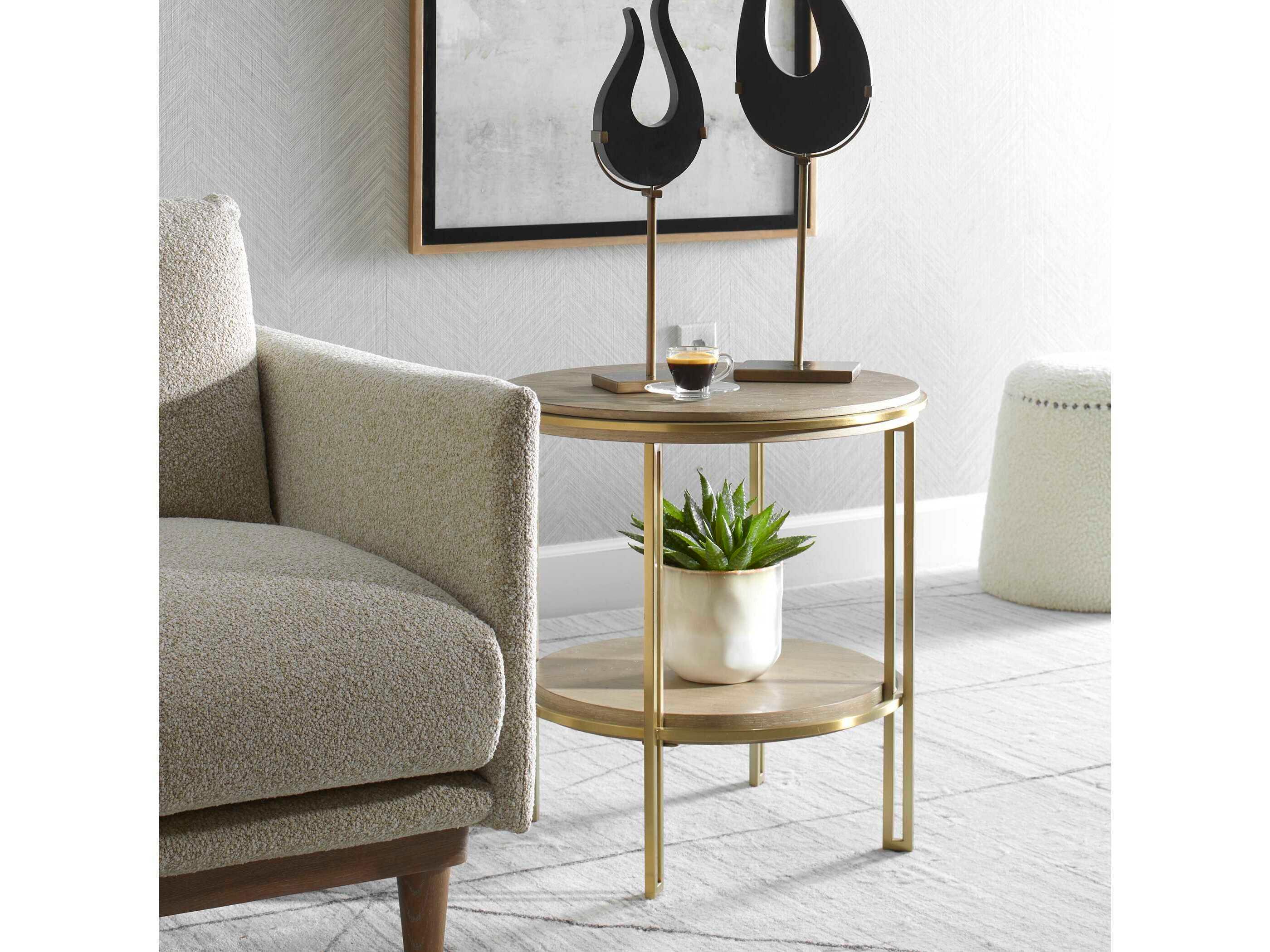 Uttermost Elise Round Wood Light Oak End Table