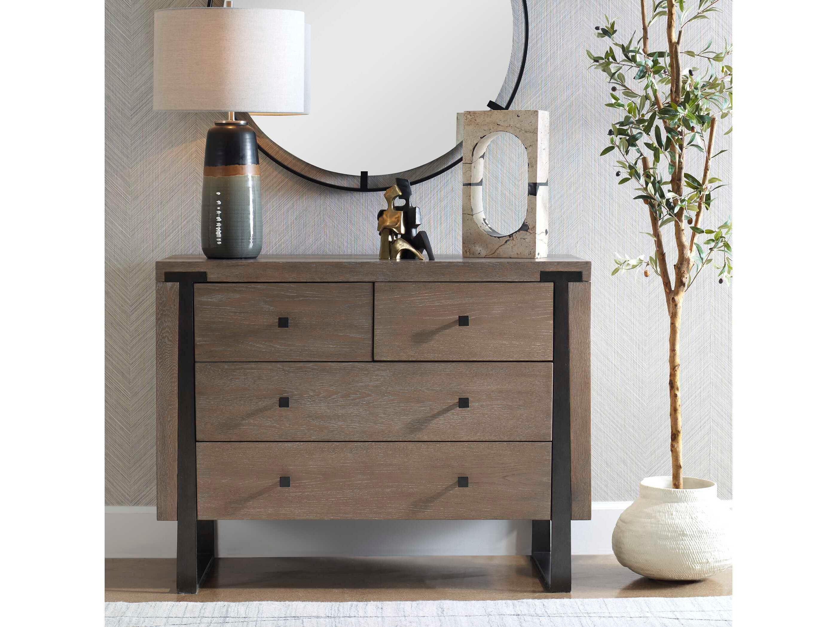 Uttermost Gabriel Light Oak Dark Bronze Wood Accent Chest