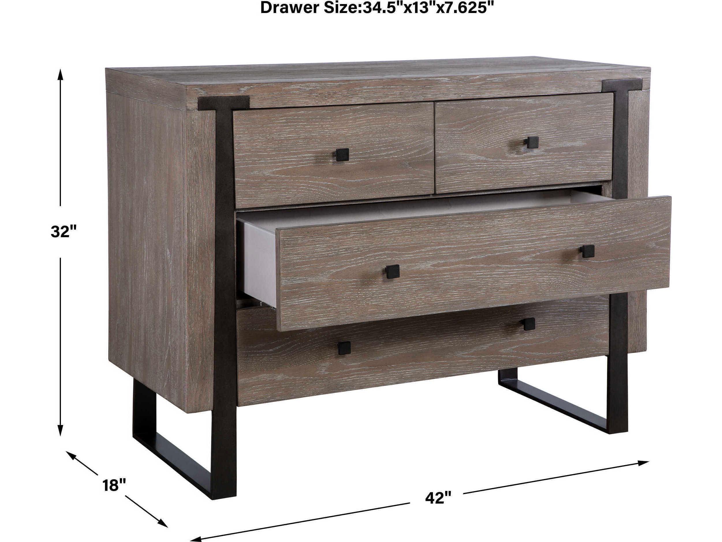 Uttermost Gabriel Light Oak Dark Bronze Wood Accent Chest