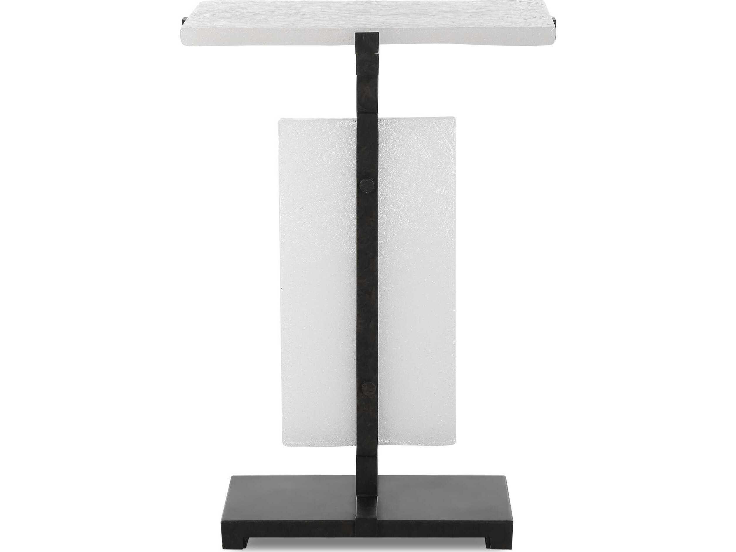 Uttermost Elements Bubble Rectangular Glass Aged Bronze End Table