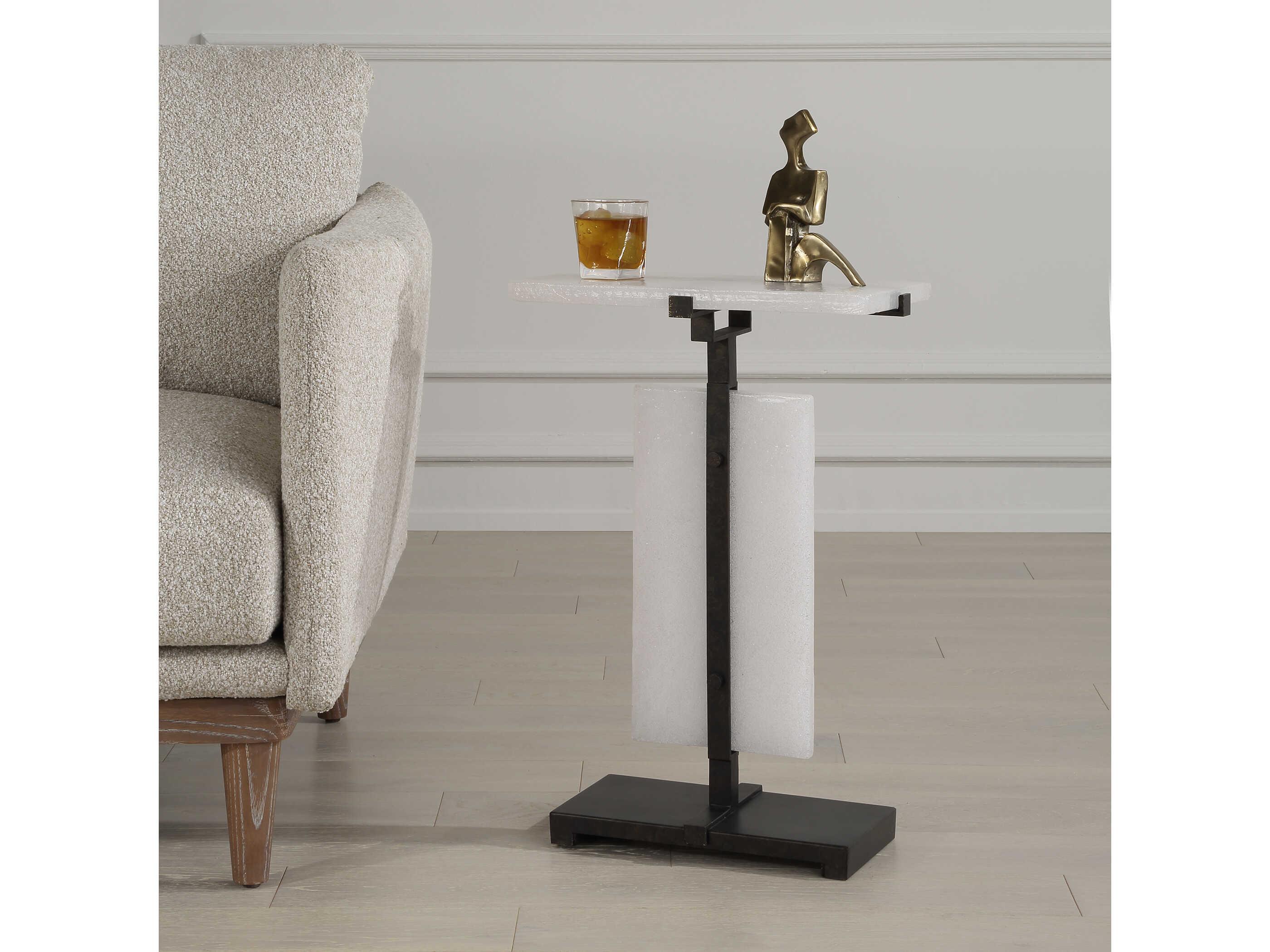 Uttermost Elements Bubble Rectangular Glass Aged Bronze End Table