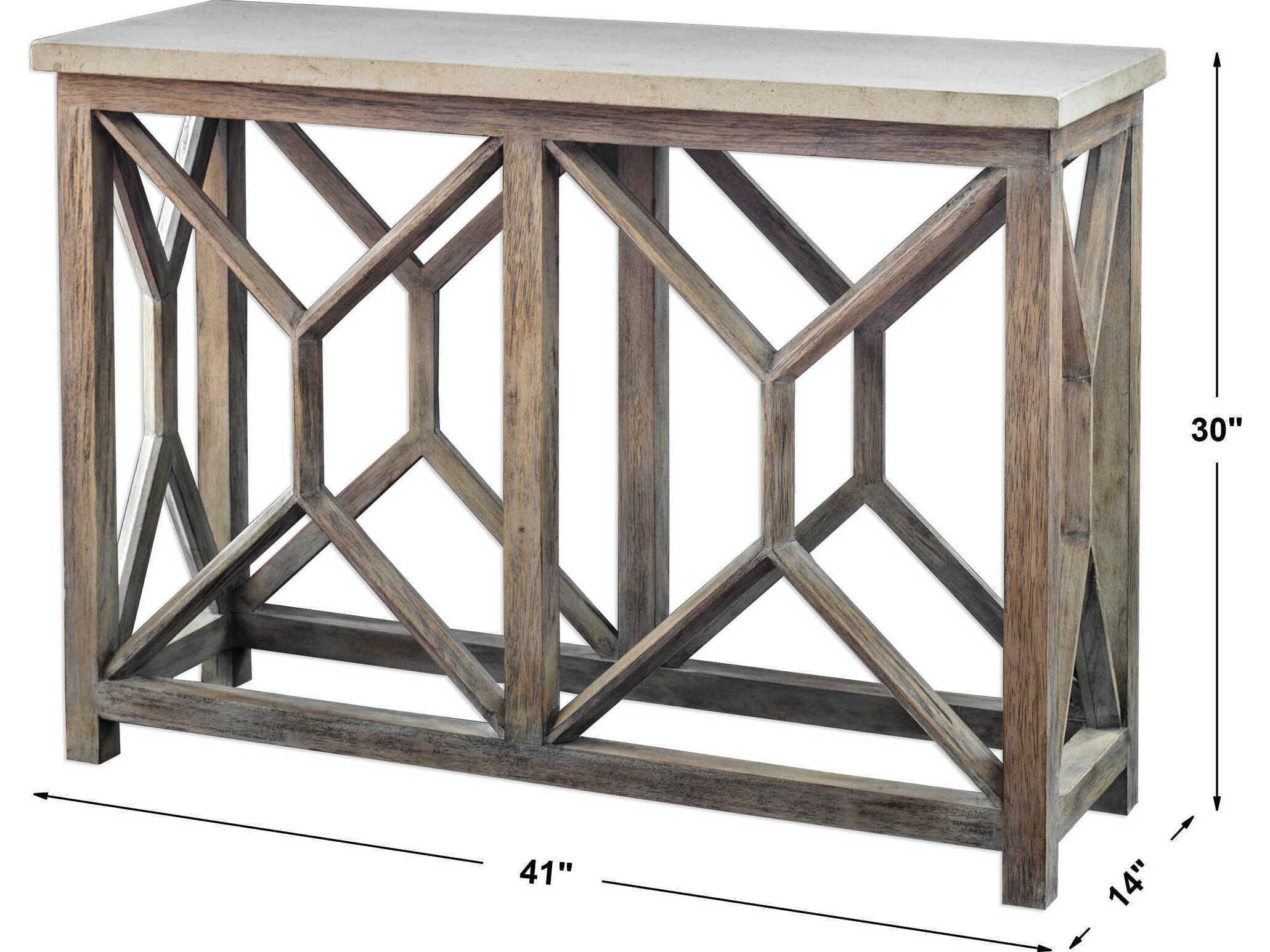 Uttermost Catali Rectangular Stone Warm Oatmeal Console Table