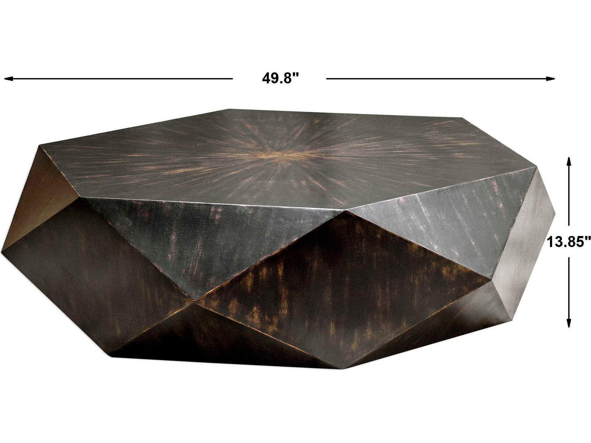 Uttermost Volker Hexagon Wood Worn Black Coffee Table
