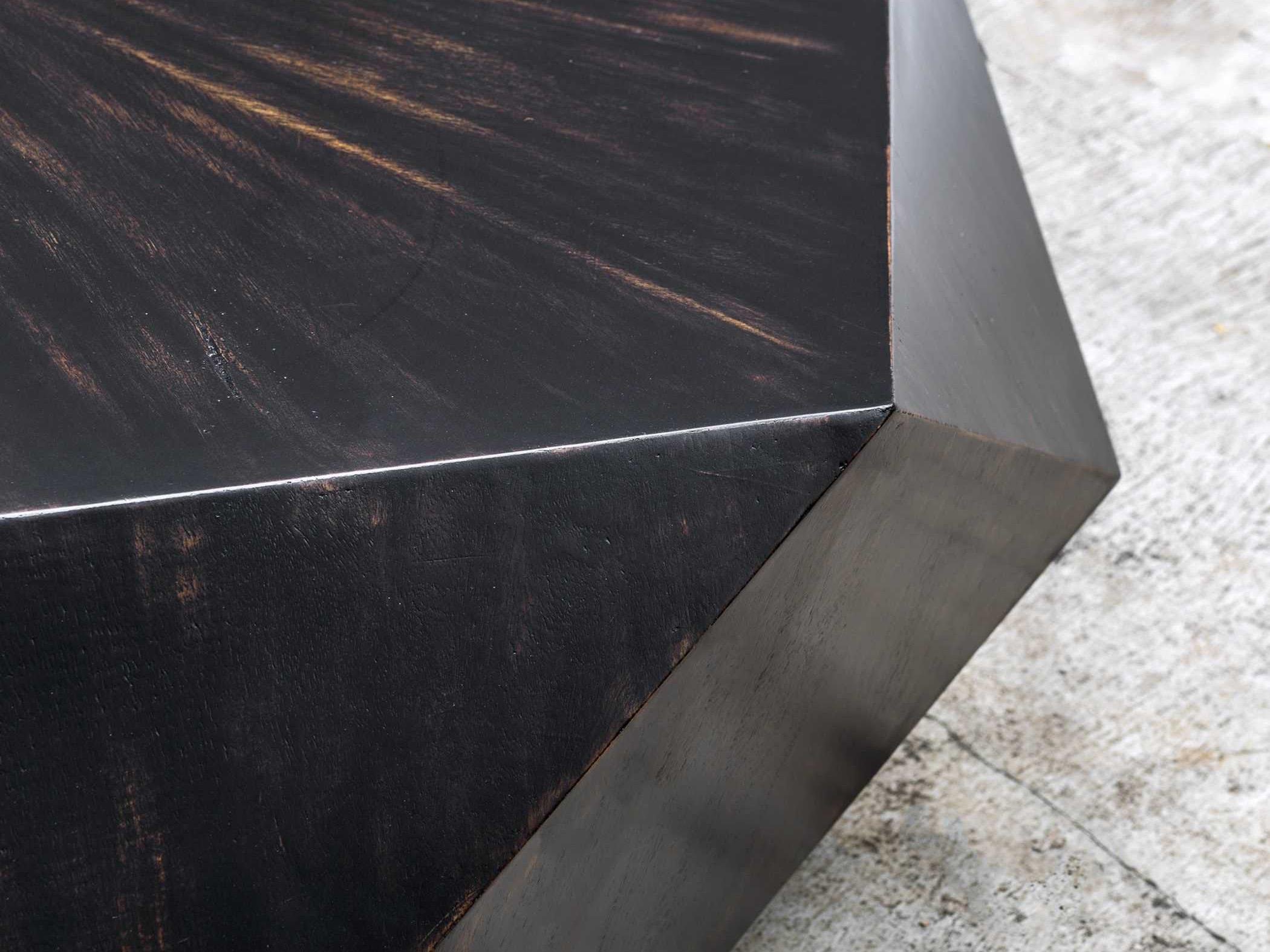 Uttermost Volker Hexagon Wood Worn Black Coffee Table