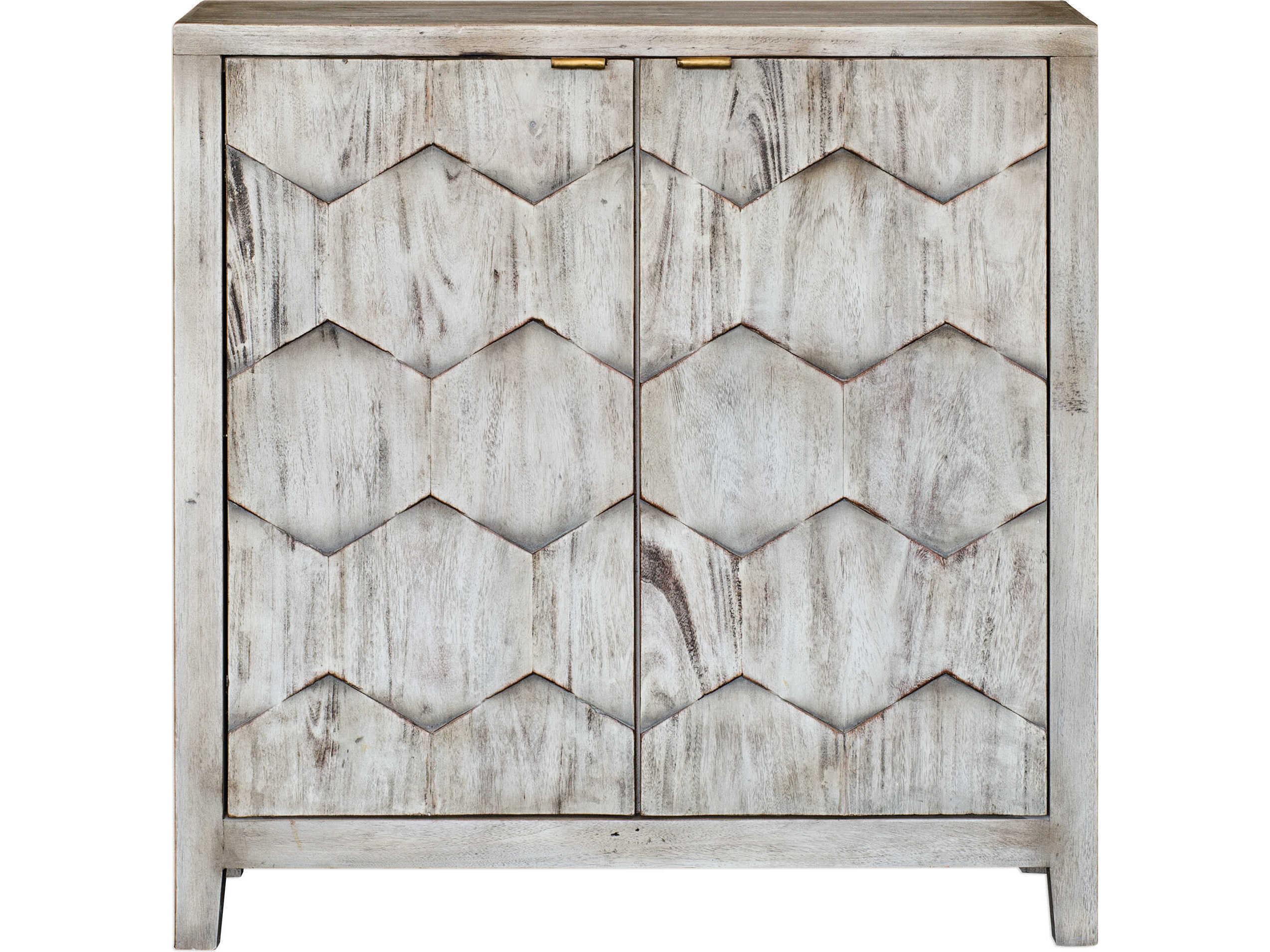 Uttermost Catori Smoked Ivory White Mahogany Wood Accent Chest