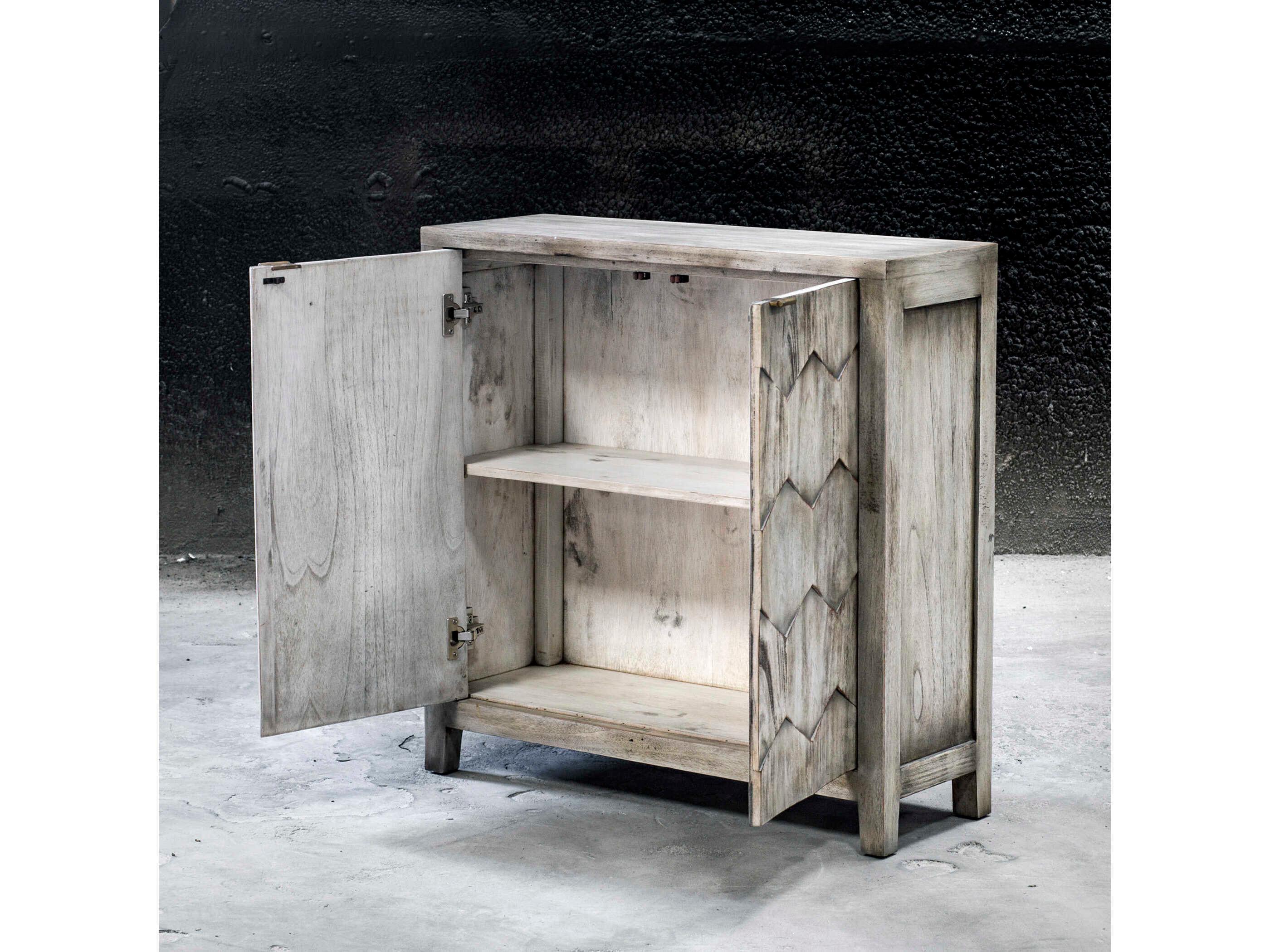 Uttermost Catori Smoked Ivory White Mahogany Wood Accent Chest