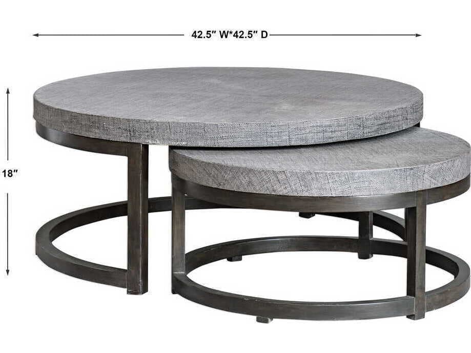 Uttermost Aiyara Round Taupe Black Coffee Table