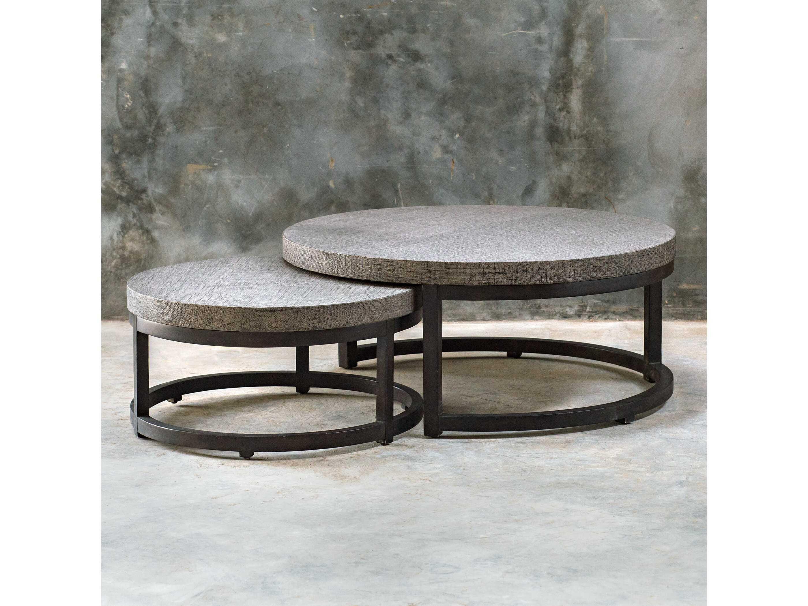 Uttermost Aiyara Round Taupe Black Coffee Table