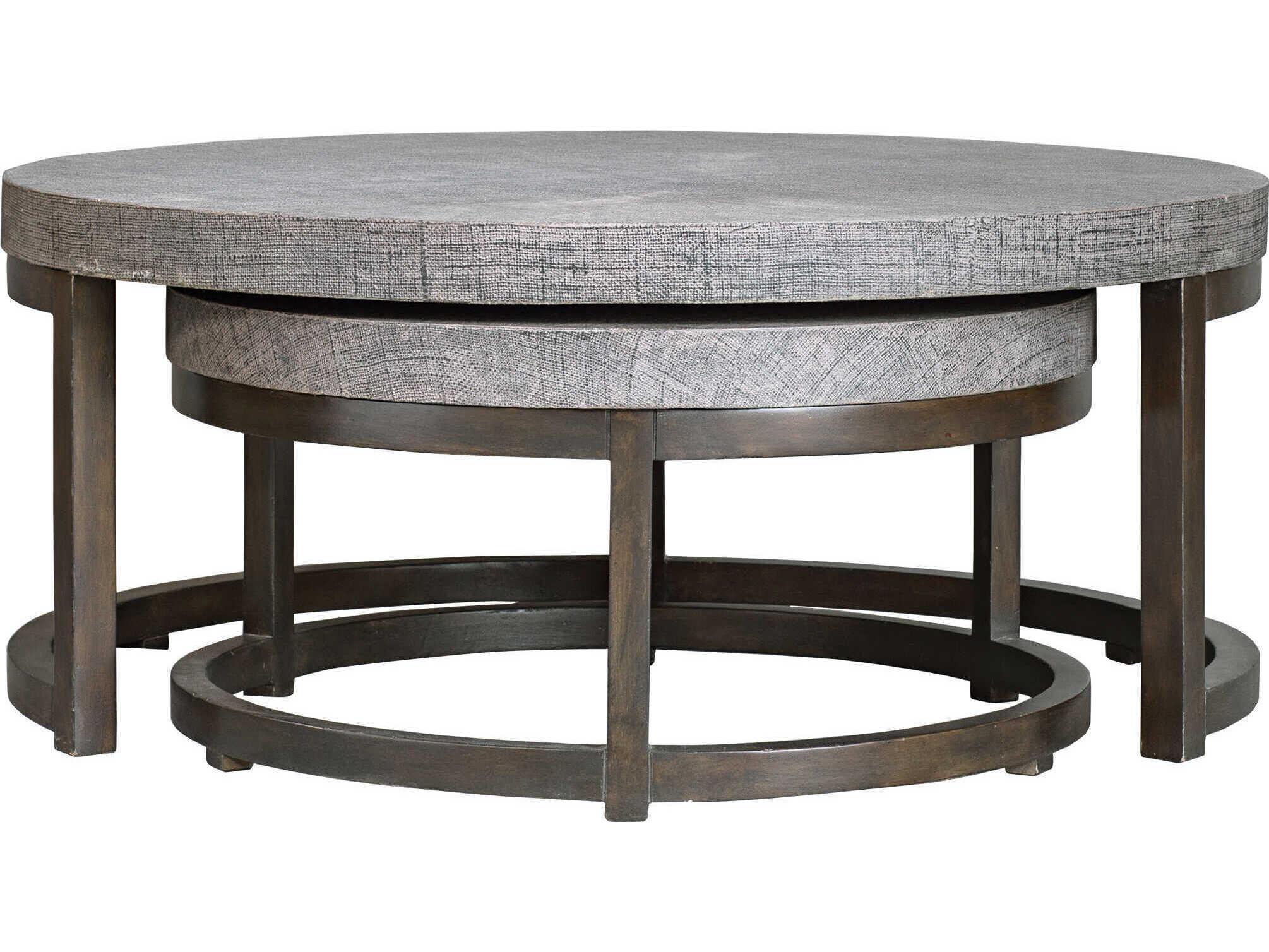 Uttermost Aiyara Round Taupe Black Coffee Table