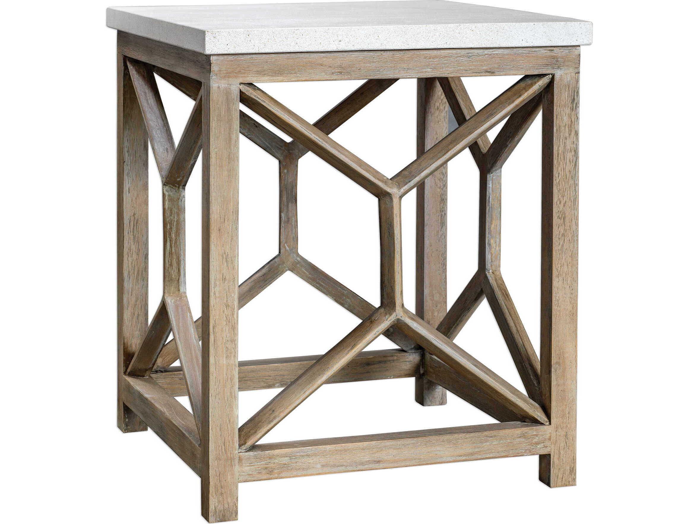 Uttermost Catali Square Stone Natural Warm Oatmeal End Table
