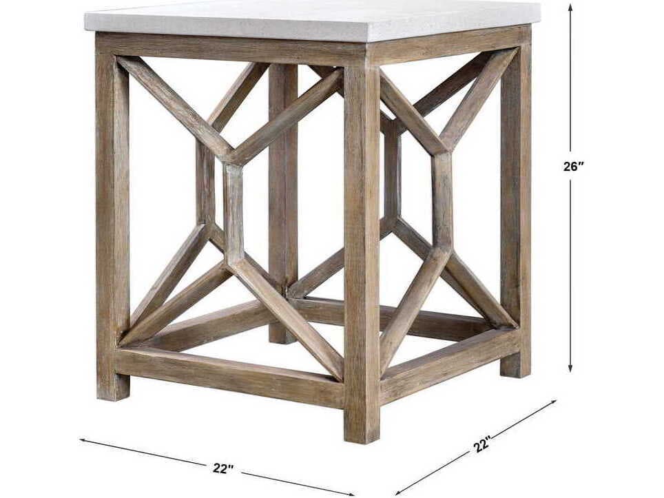Uttermost Catali Square Stone Natural Warm Oatmeal End Table