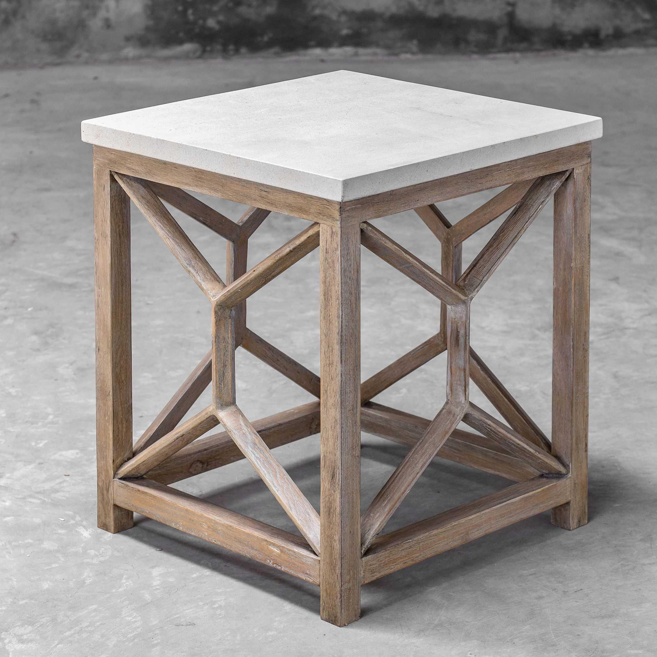 Uttermost Catali Square Stone Natural Warm Oatmeal End Table