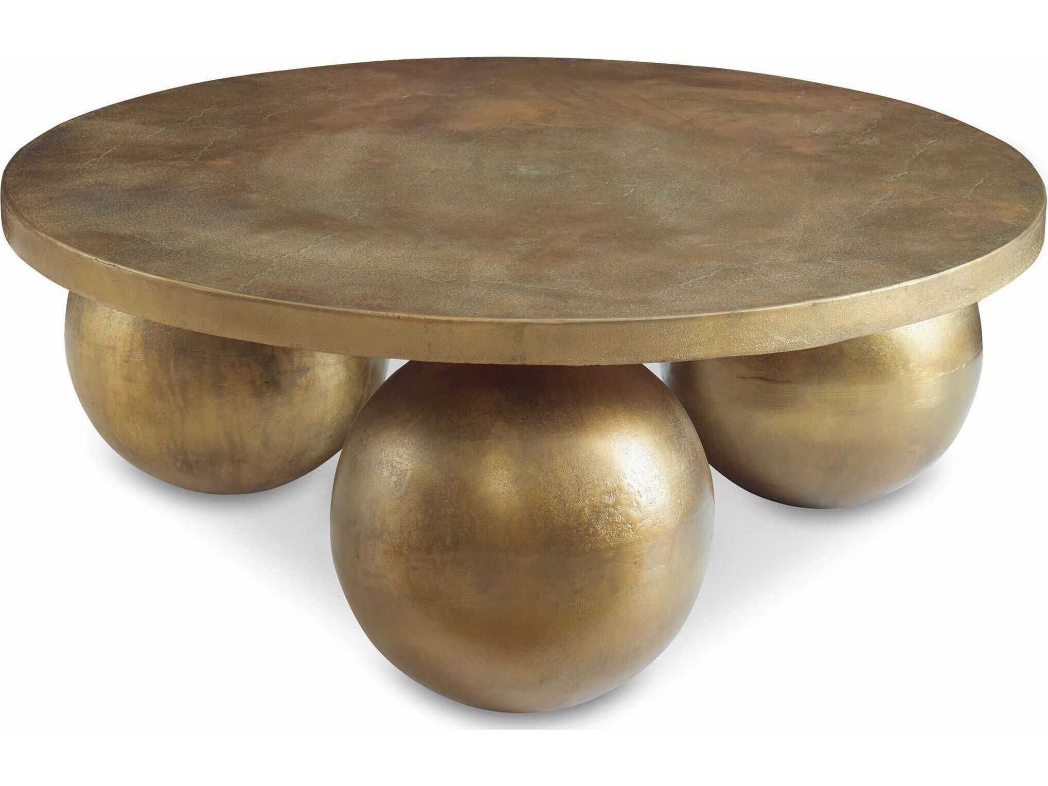 Uttermost Triplet Round Metal Antique Brass Coffee Table