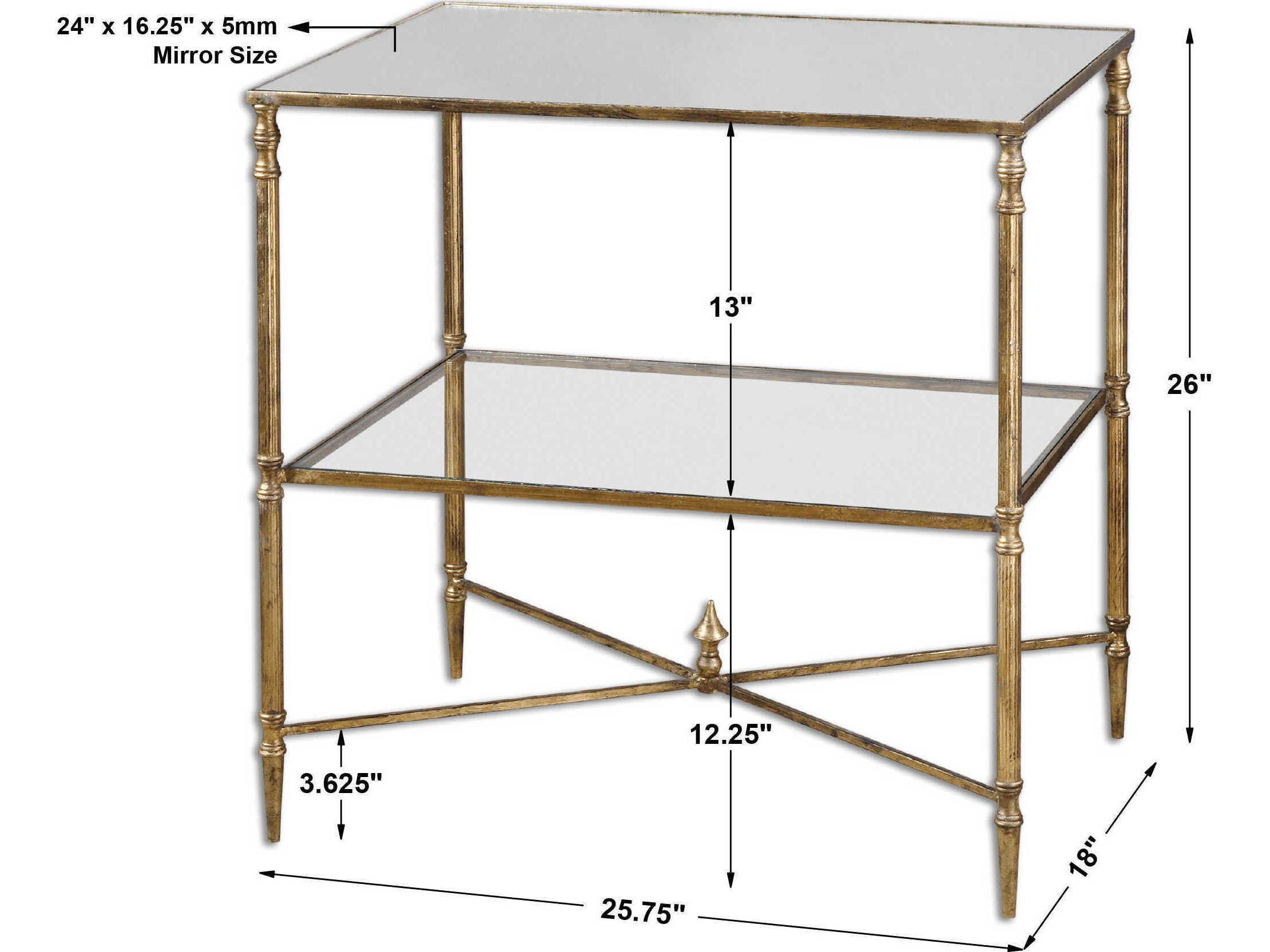 Uttermost Henzler Rectangular Glass Gold Leaf End Table