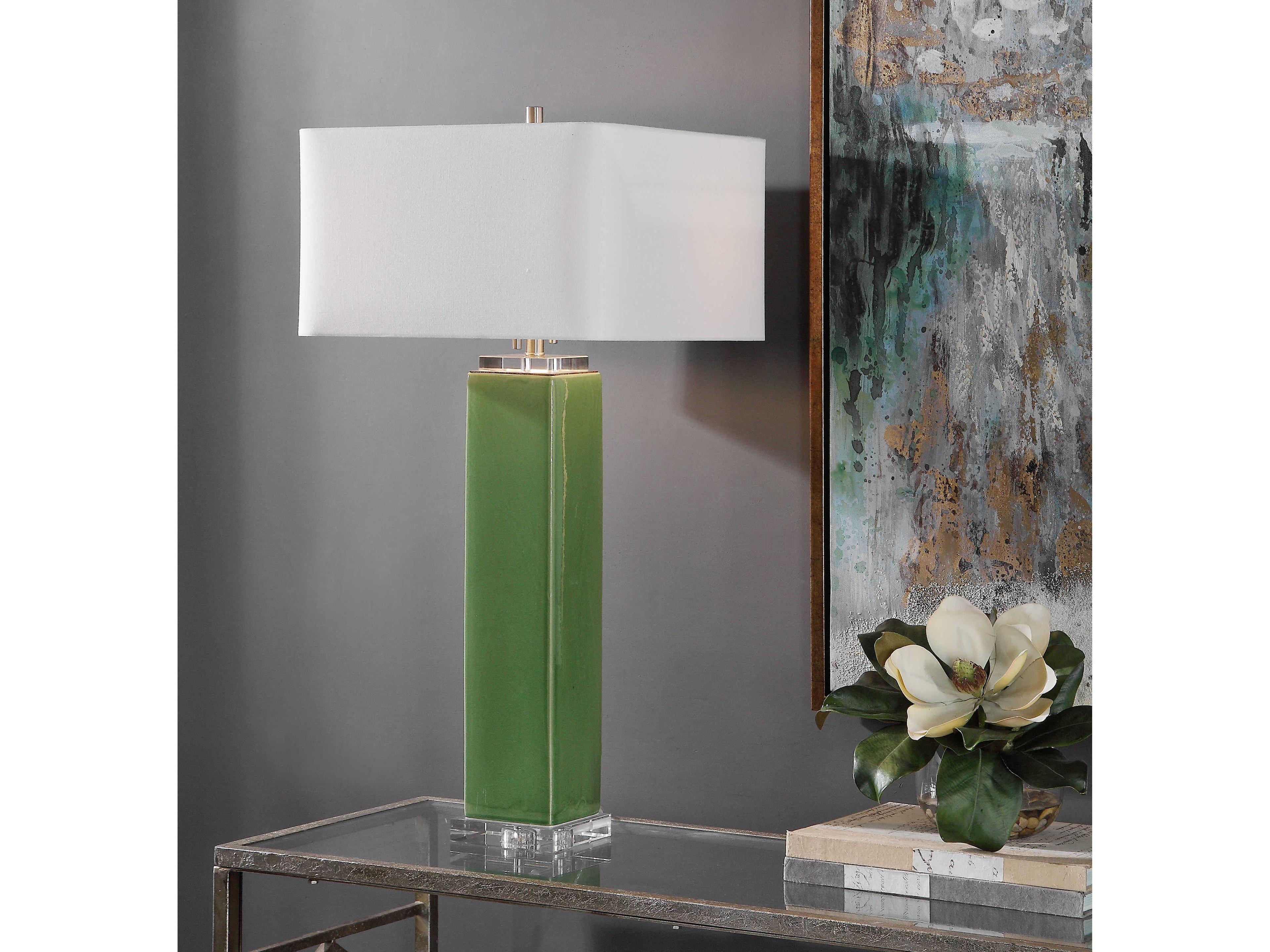 Uttermost Aneeza Crystal Tropical Green Square Hardback Buffet Lamp