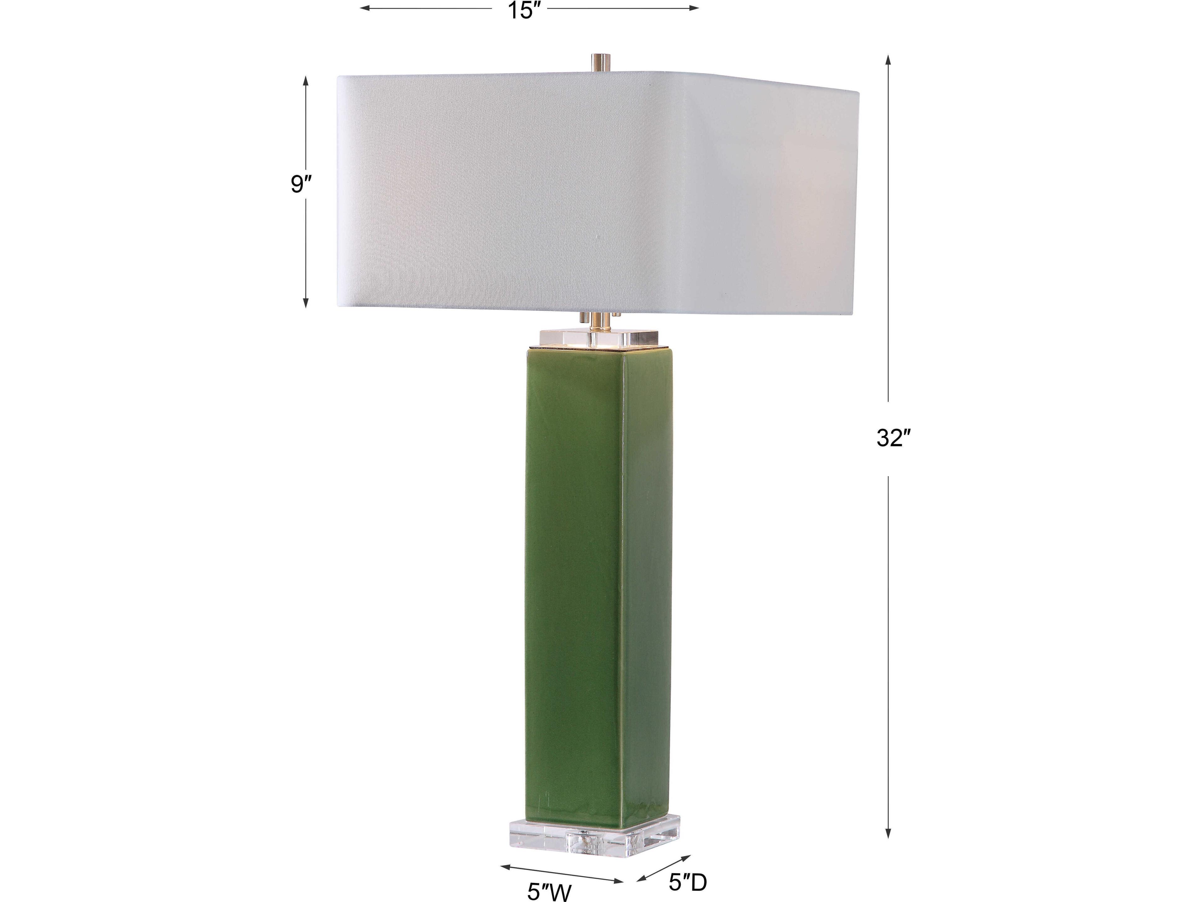 Uttermost Aneeza Crystal Tropical Green Square Hardback Buffet Lamp