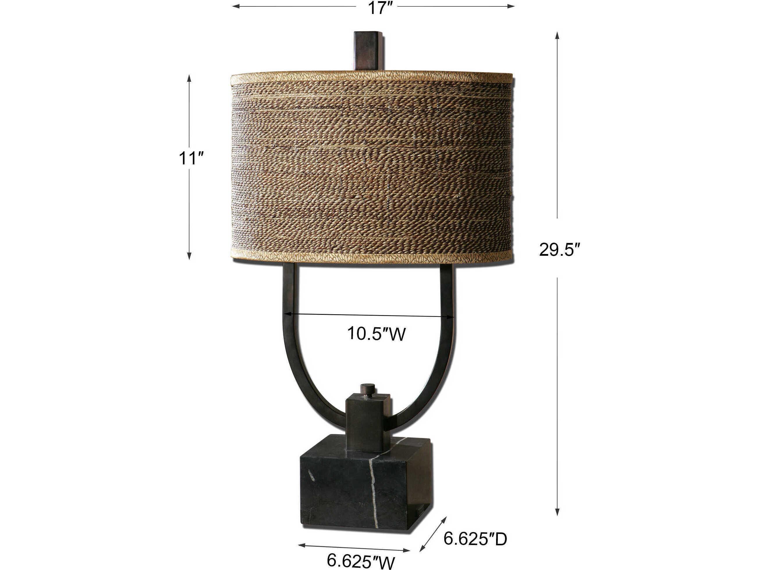 Uttermost Stabina Metal Rustic Bronze Oval Drum Shade Table Lamp