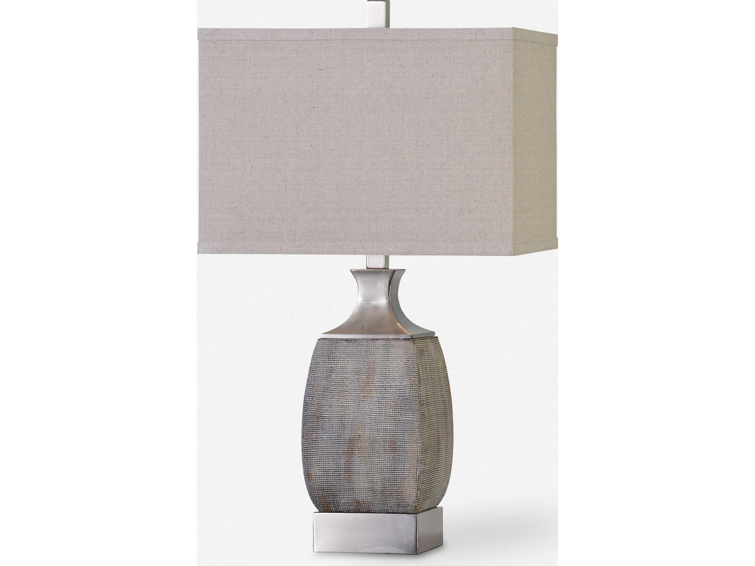 Uttermost Caffaro Textured Rust Bronze Rectangle Hardback Buffet Lamp