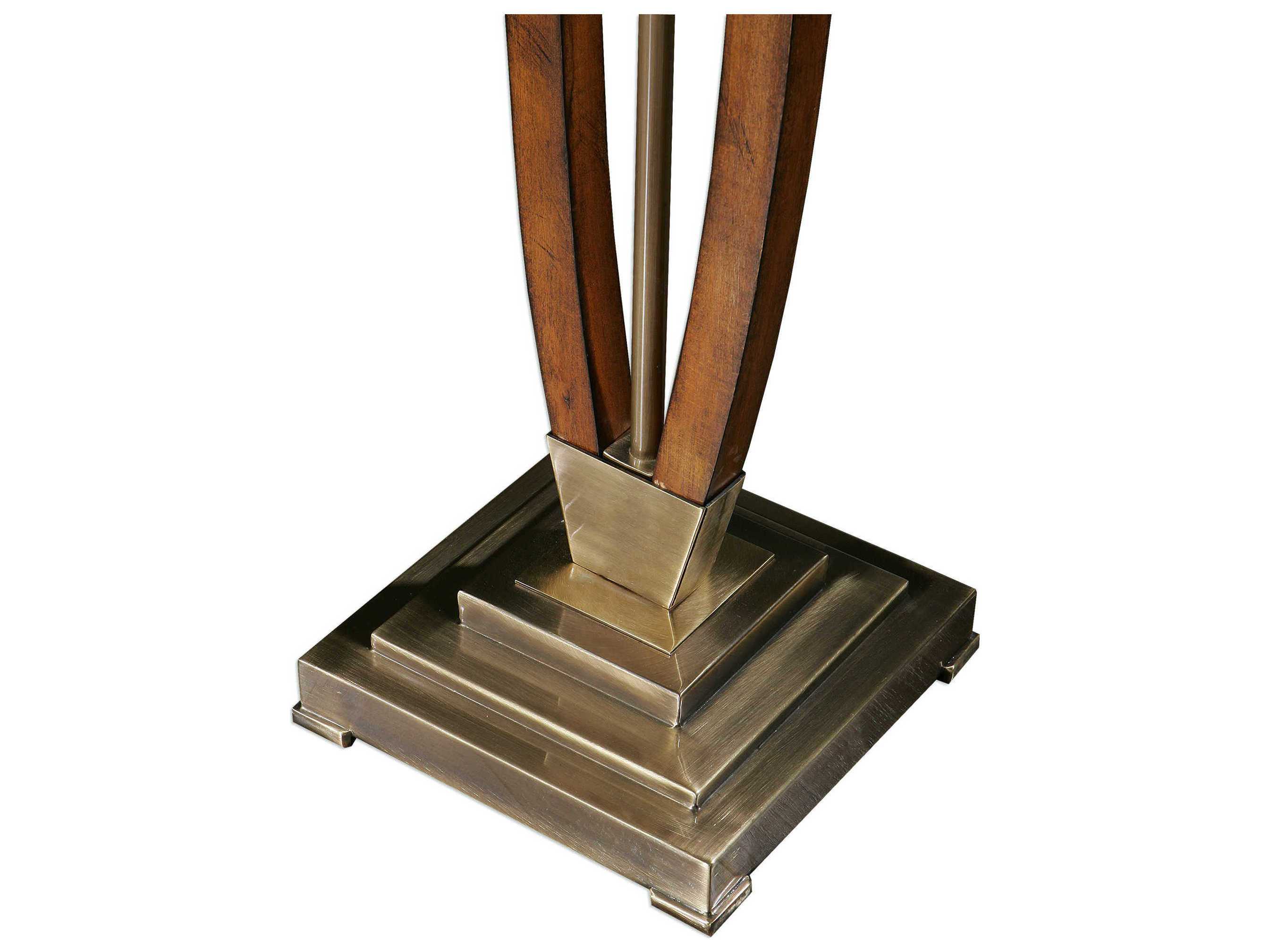 Uttermost Boydton Burnished Honey Round Hardback Drum Wood Floor Lamp