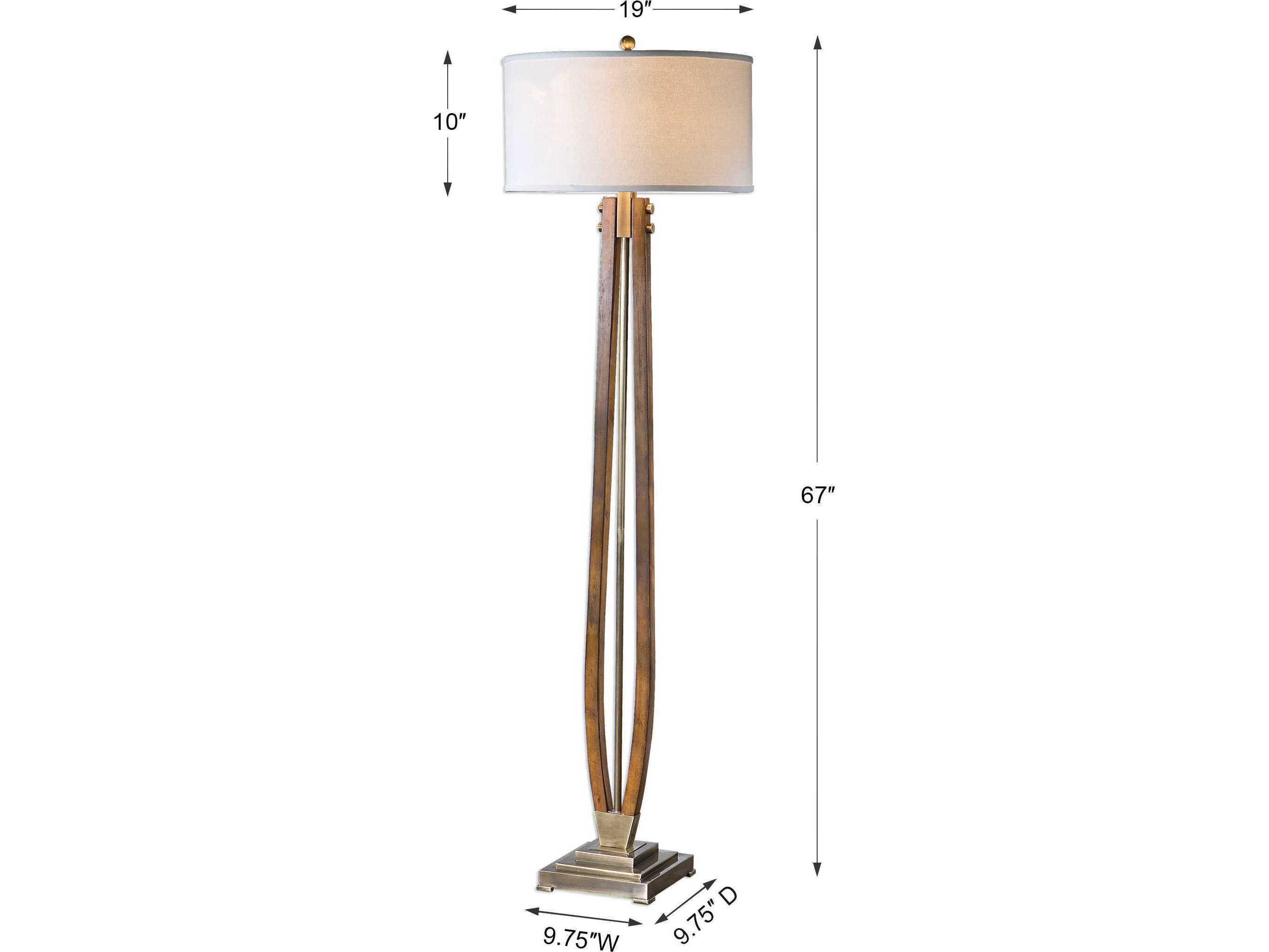 Uttermost Boydton Burnished Honey Round Hardback Drum Wood Floor Lamp