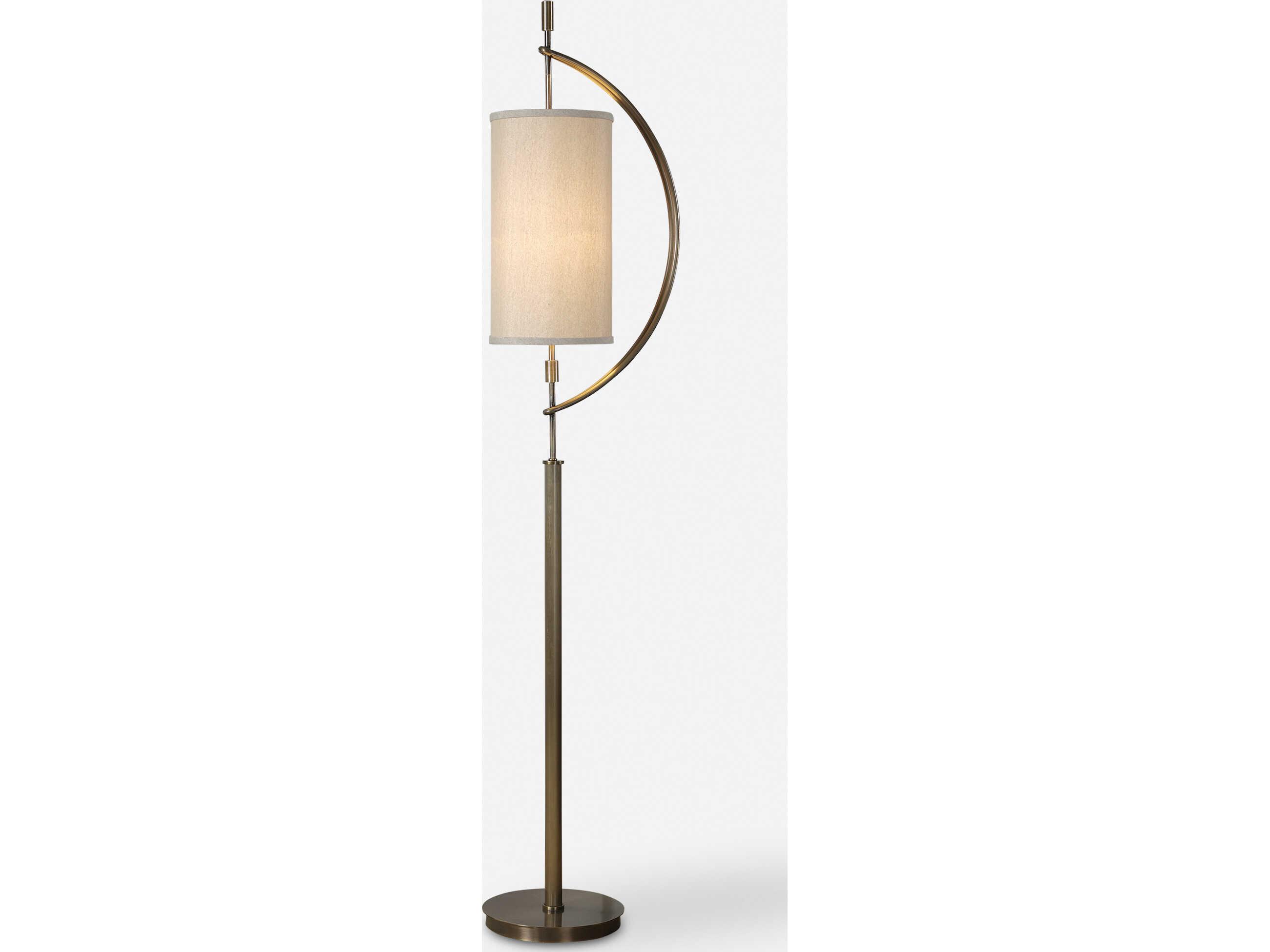 Uttermost Balaour Antique Brass Tapered Round Hardback Floor Lamp