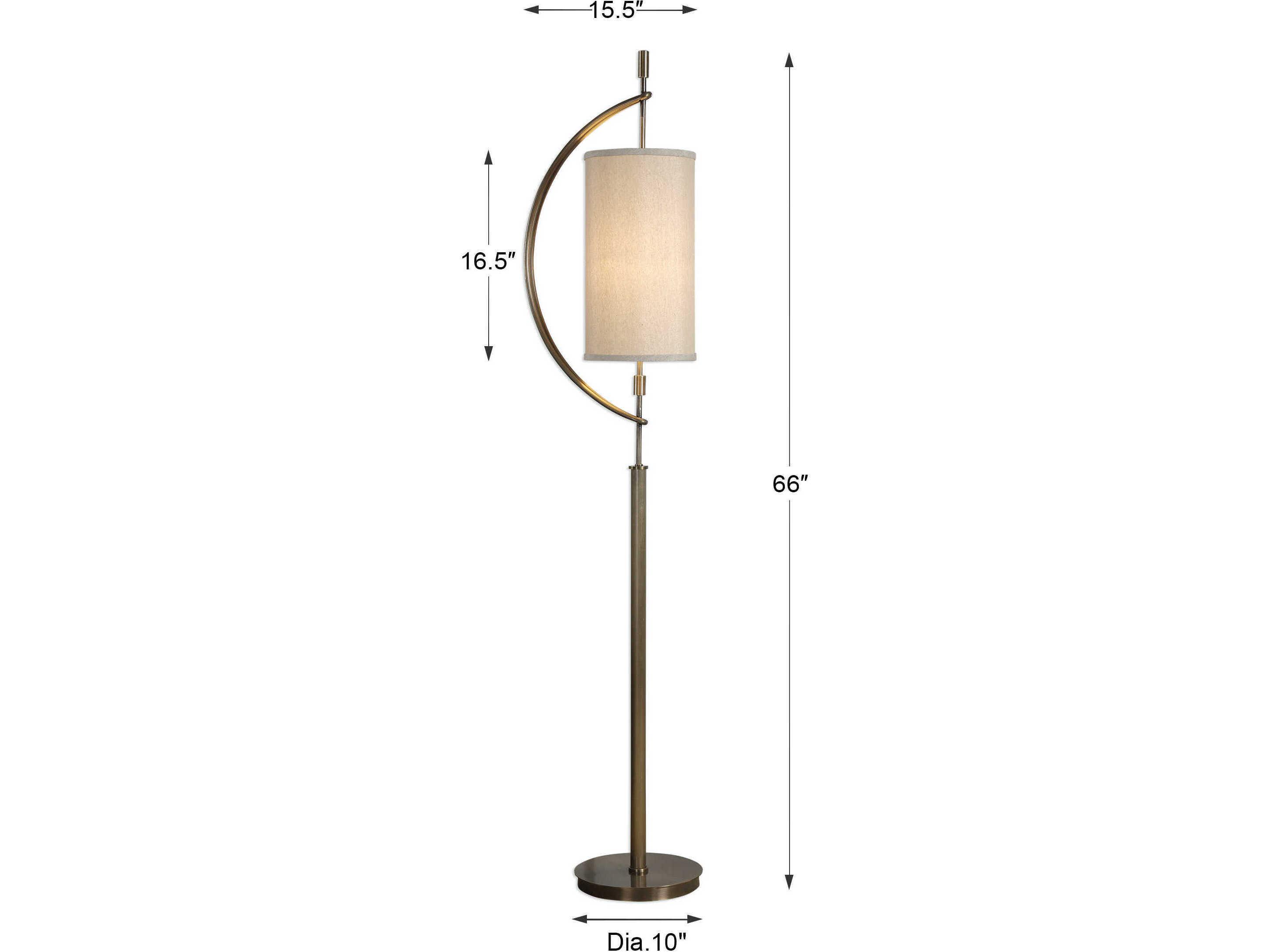 Uttermost Balaour Antique Brass Tapered Round Hardback Floor Lamp