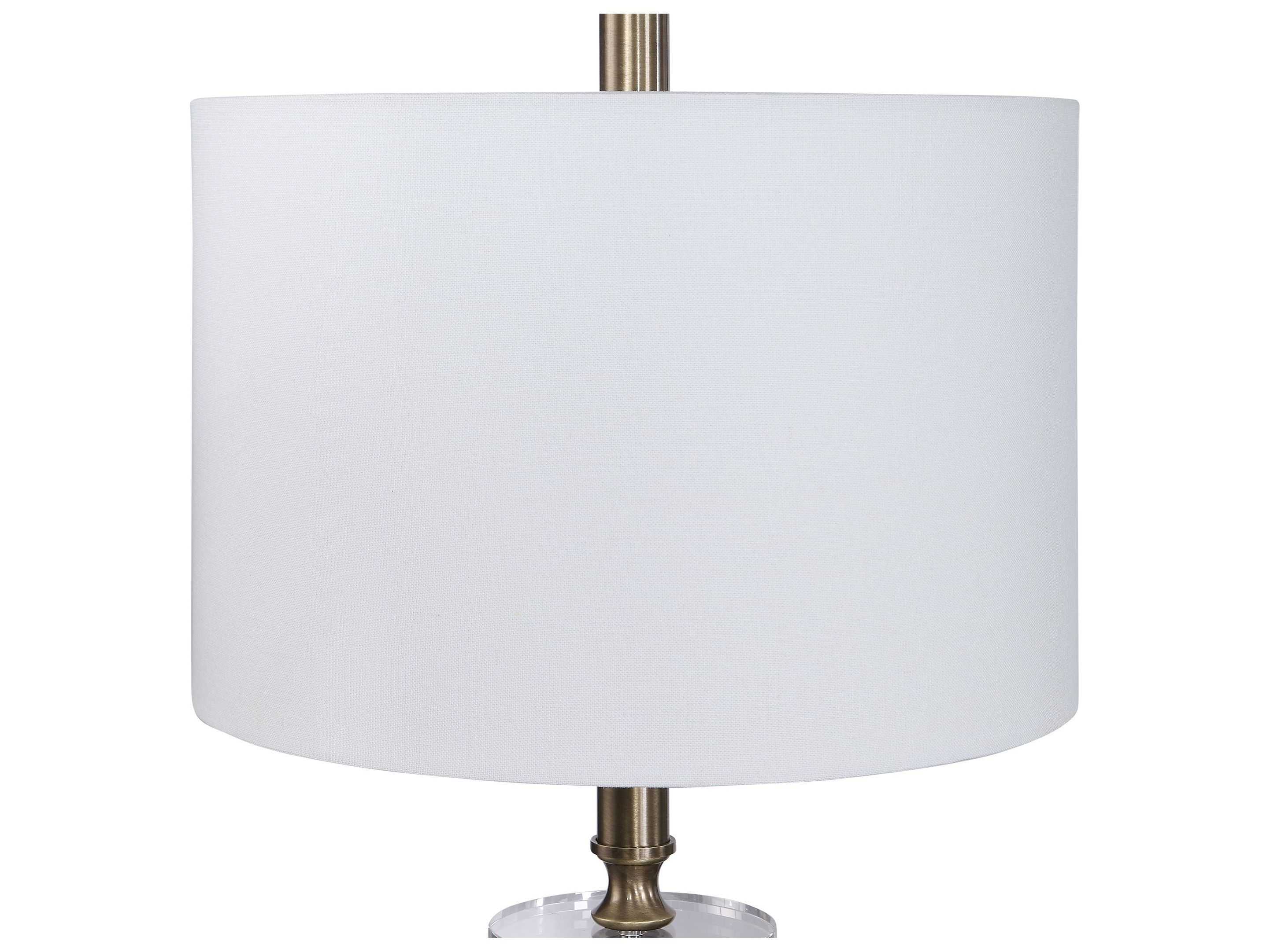 Uttermost Maud Crystal Aged Black Antique Brass Round Drum Hardback Shade Floor Lamp