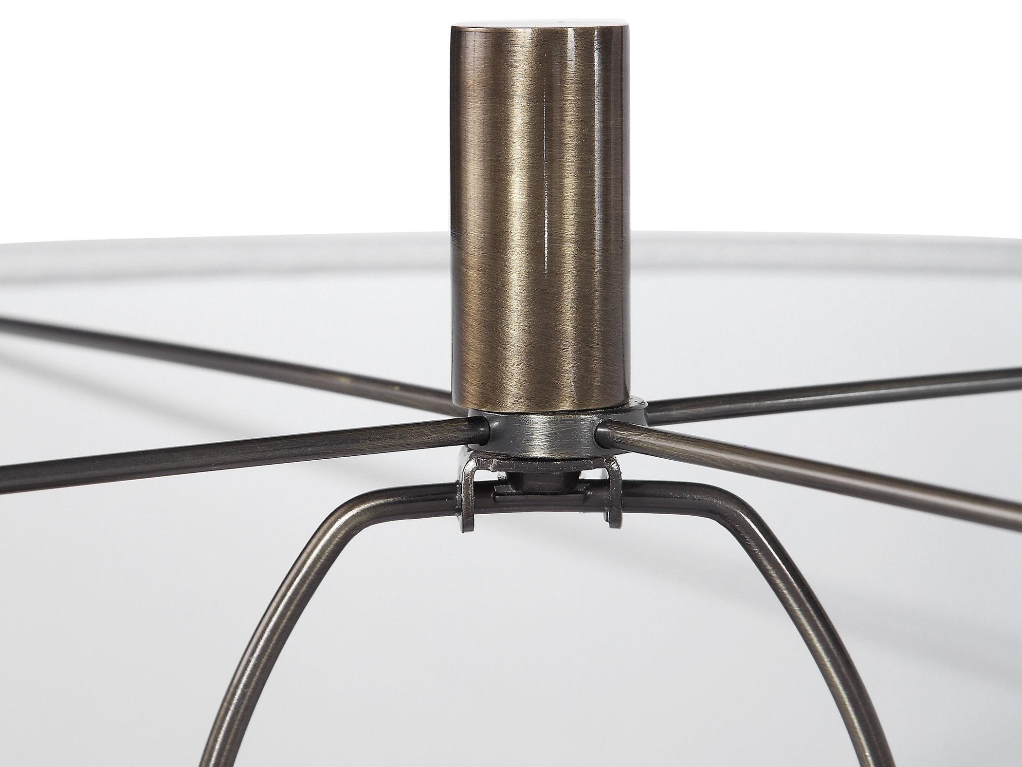 Uttermost Maud Crystal Aged Black Antique Brass Round Drum Hardback Shade Floor Lamp