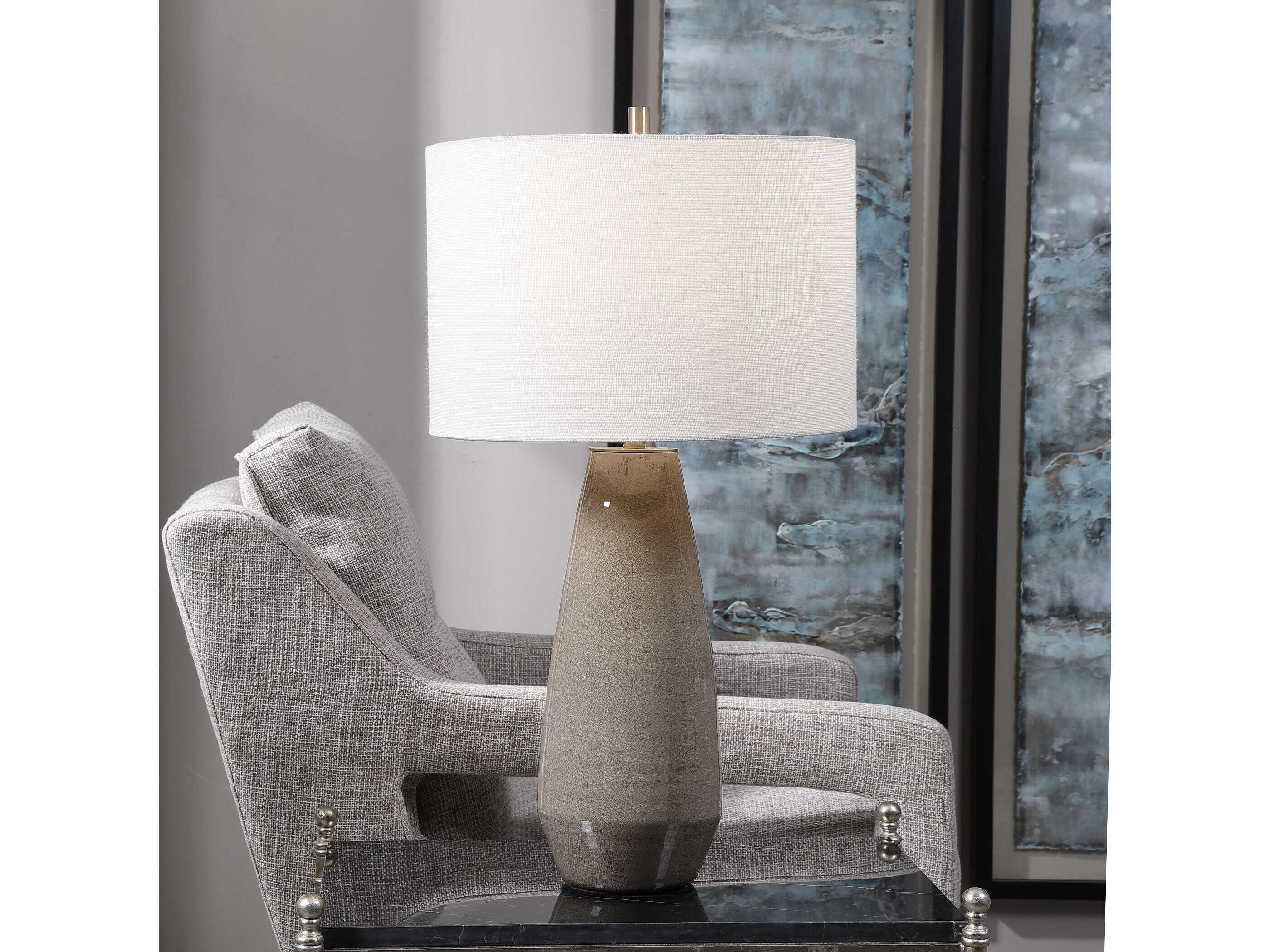 Uttermost Volterra Round Drum Hardback Gray Buffet Lamp