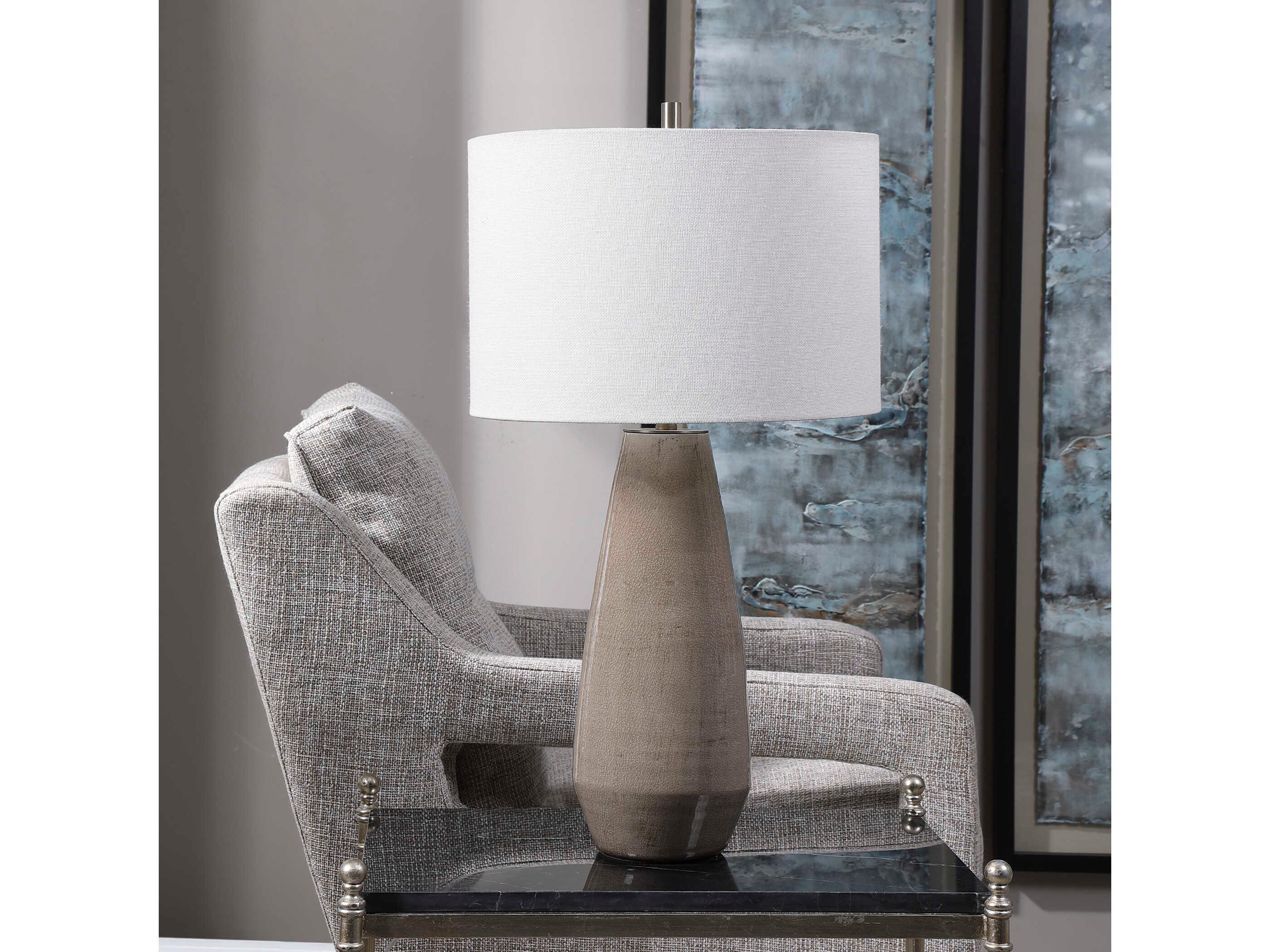 Uttermost Volterra Round Drum Hardback Gray Buffet Lamp