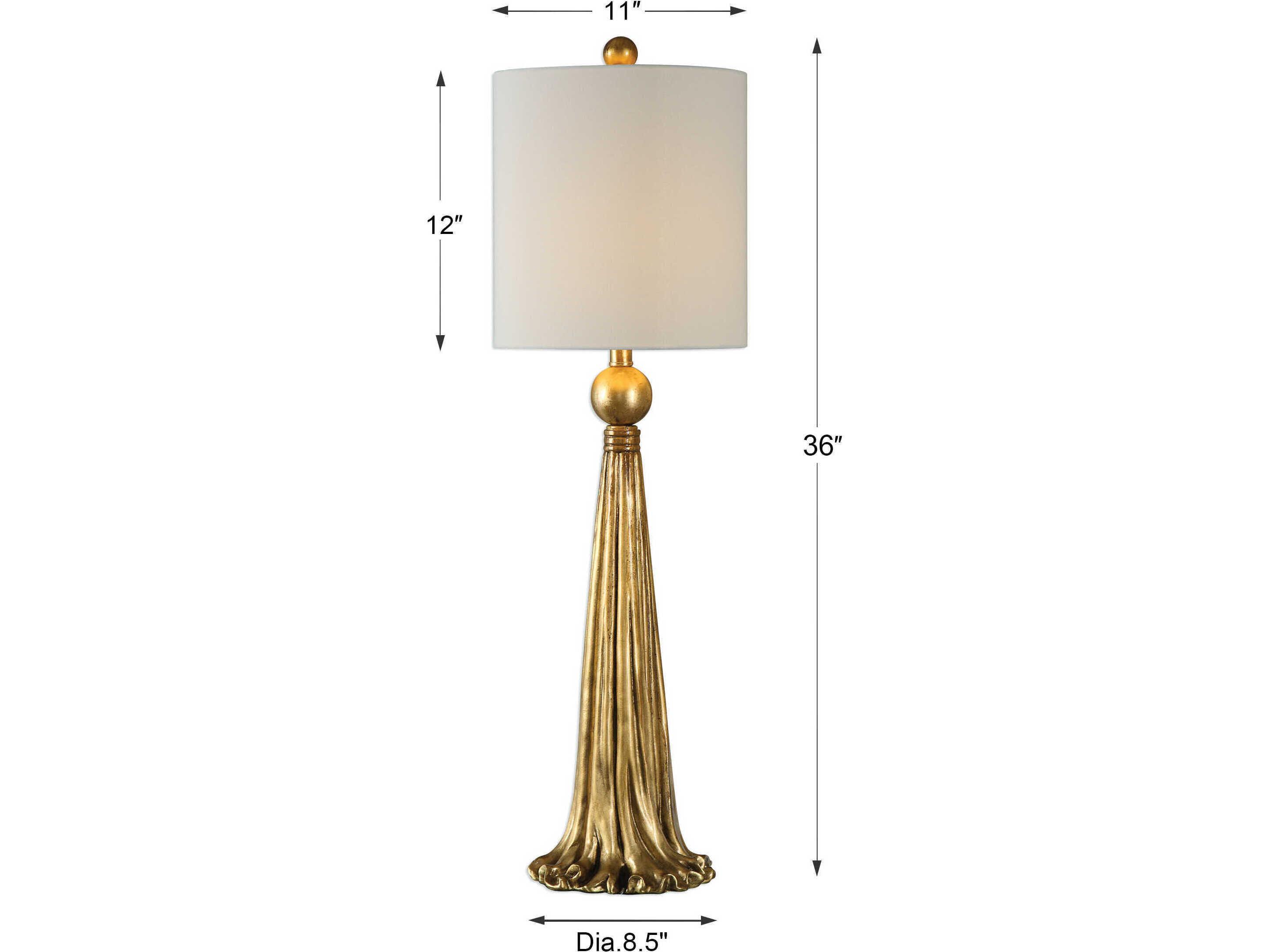 Uttermost Paravani Antiqued Metallic Gold Round Hardback Drum Buffet Lamp