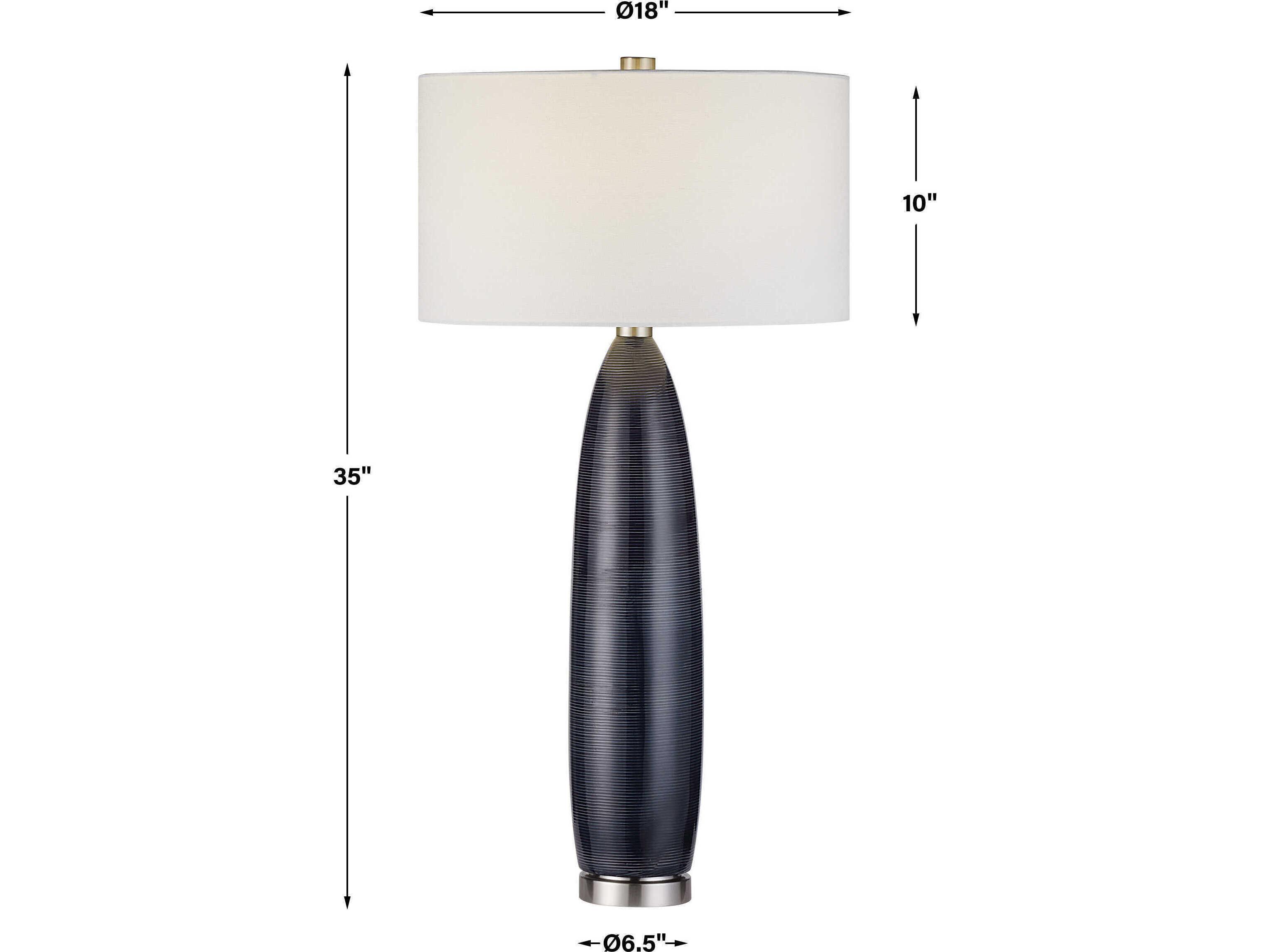 Uttermost Cullen Blue Gray Round Hardback Drum Buffet Lamp