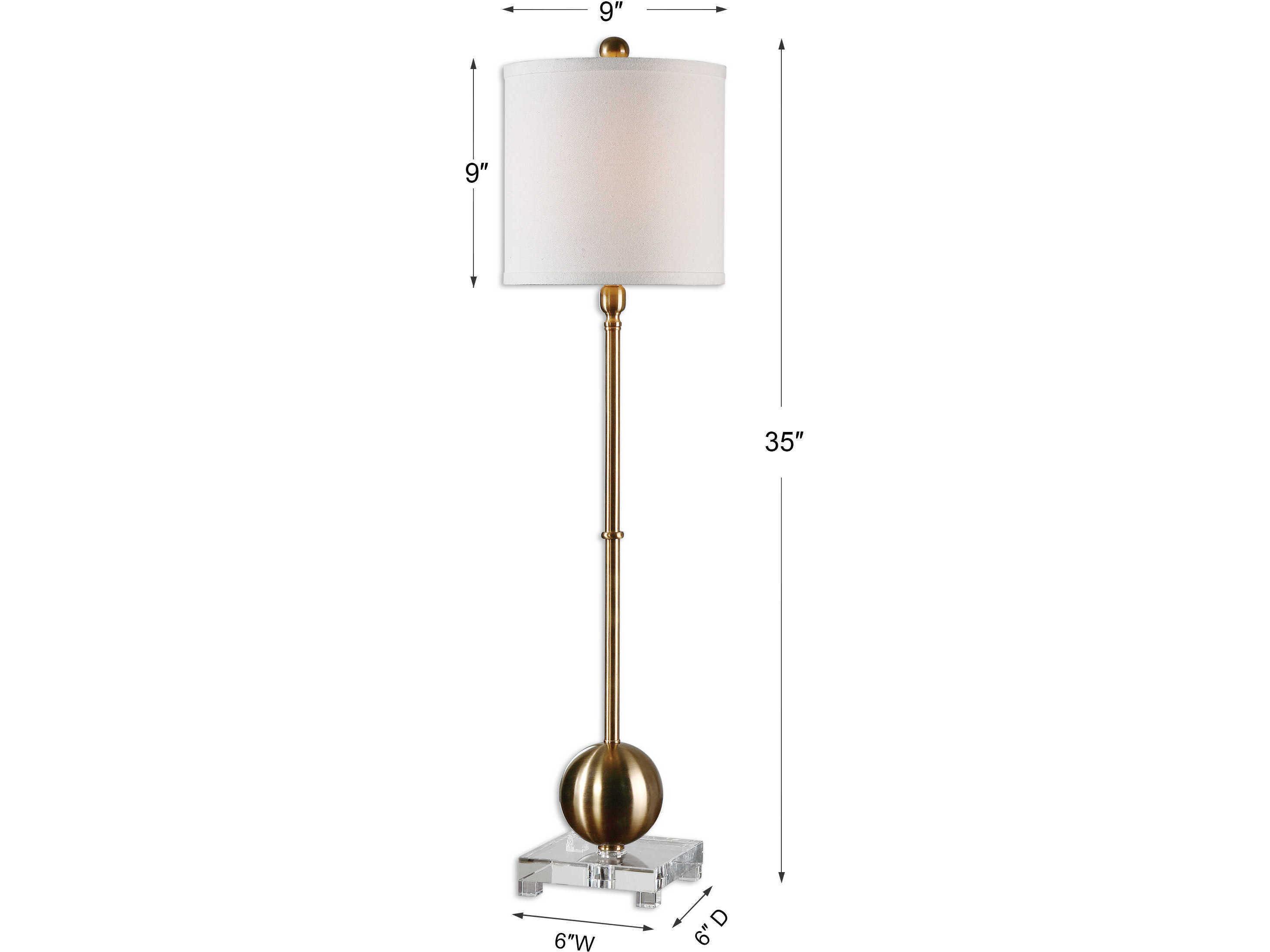 Uttermost Laton Plated Brushed Brass Round Hardback Drum Crystal Buffet Lamp
