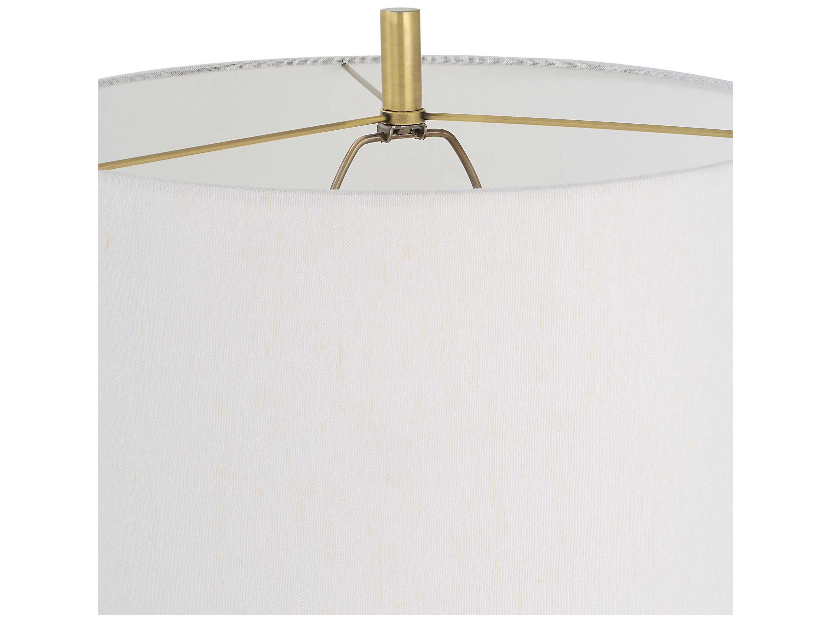 Uttermost Guard Antique Brass Round Drum Hardback Shade Floor Lamp