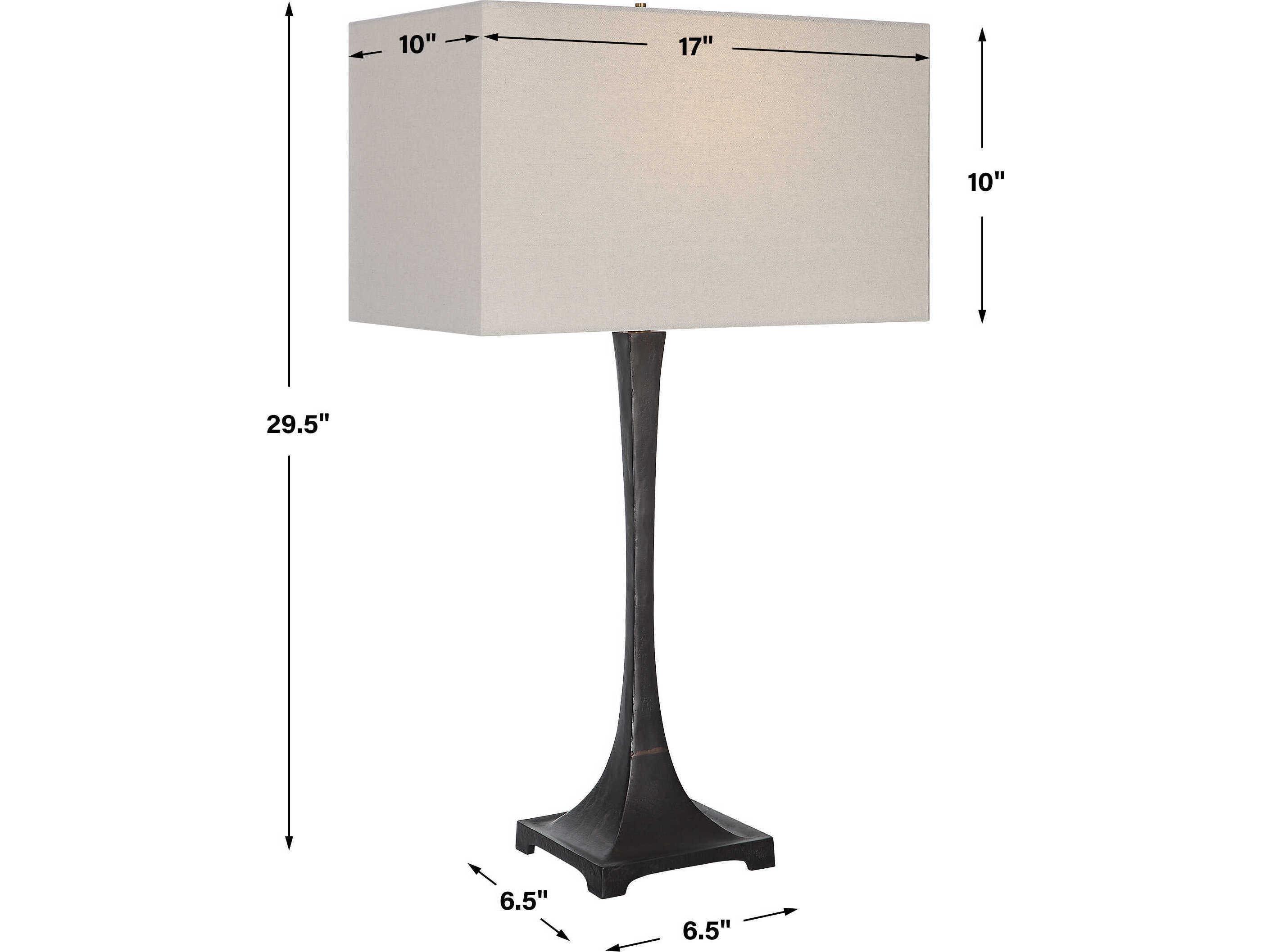 Uttermost Reydan Rustic Black Rectangle Hardback Buffet Lamp