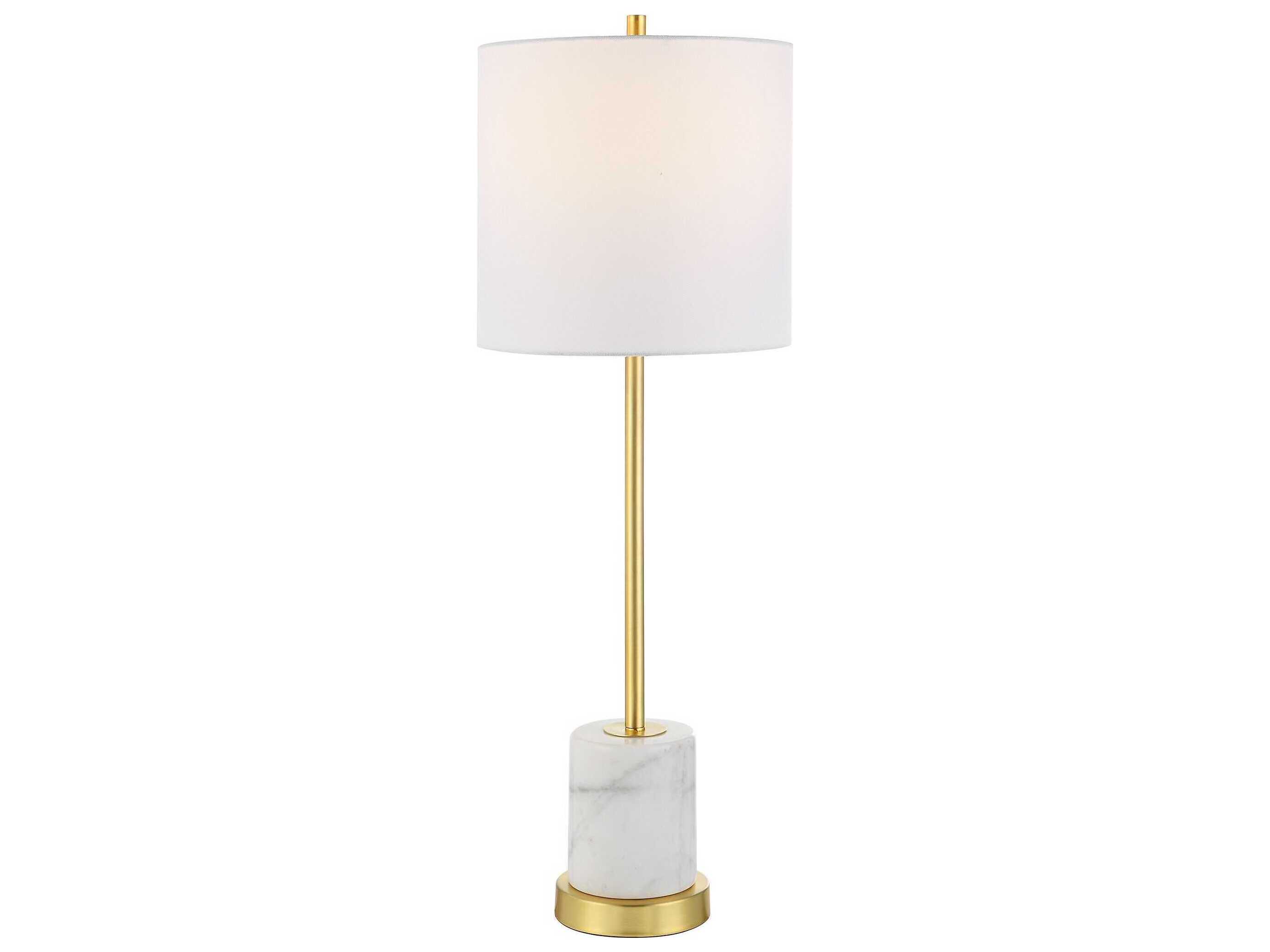 Uttermost Turret Brushed Gold Round Hardback Drum Buffet Lamp