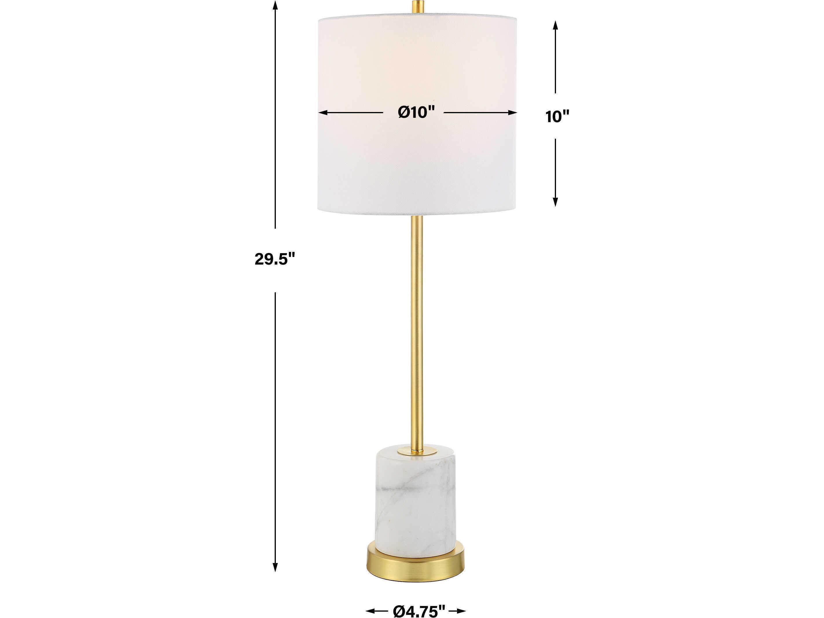 Uttermost Turret Brushed Gold Round Hardback Drum Buffet Lamp