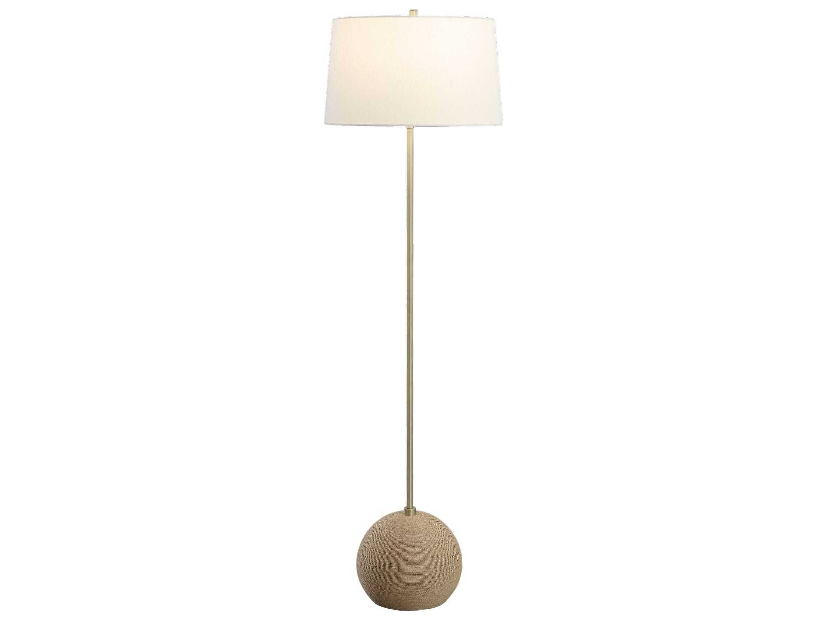 Uttermost Captiva Antique Brass Round Hardback Shade Floor Lamp