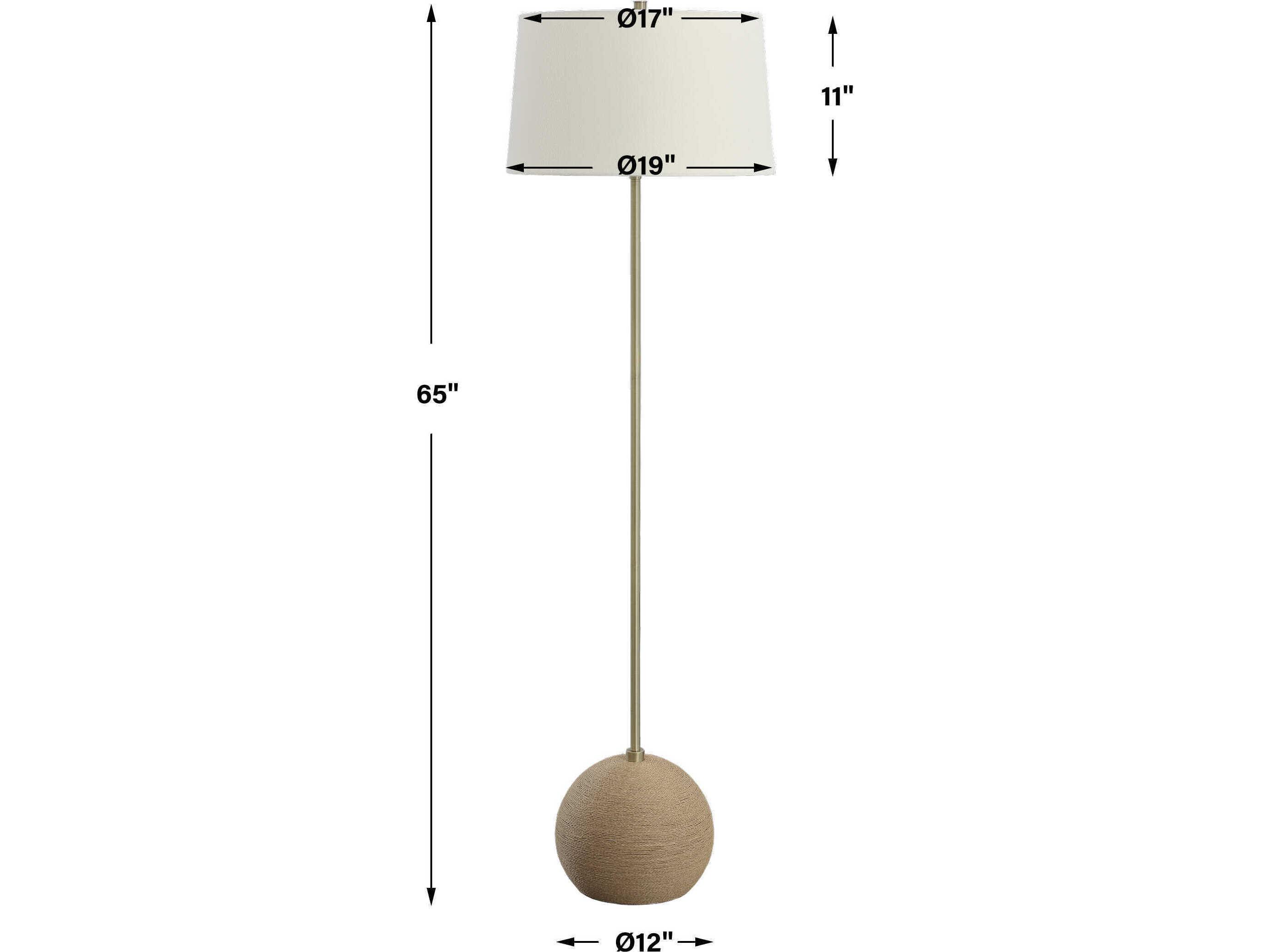 Uttermost Captiva Antique Brass Round Hardback Shade Floor Lamp