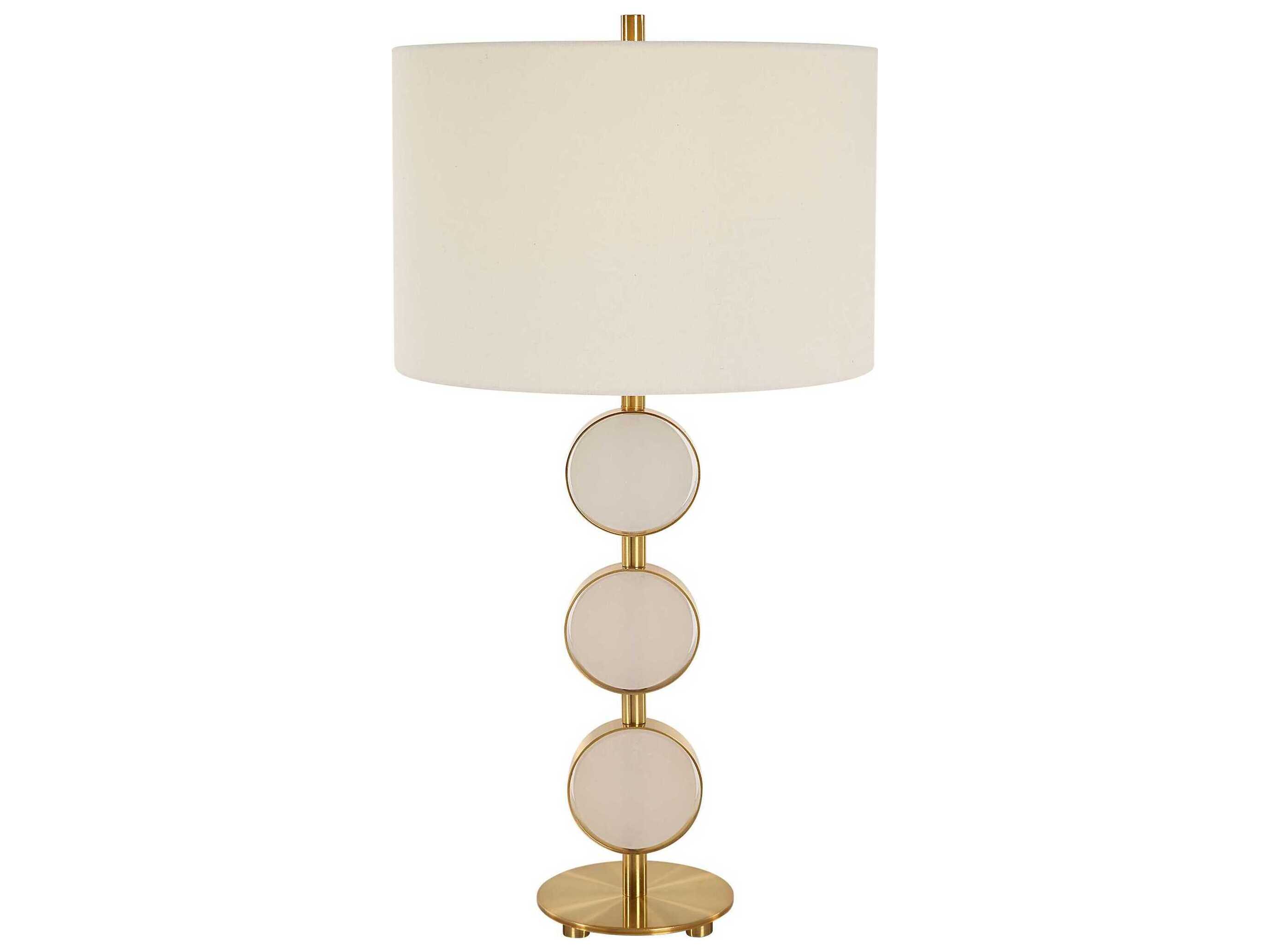 Uttermost Three Rings Brushed Brass Round Hardback Shade Buffet Lamp