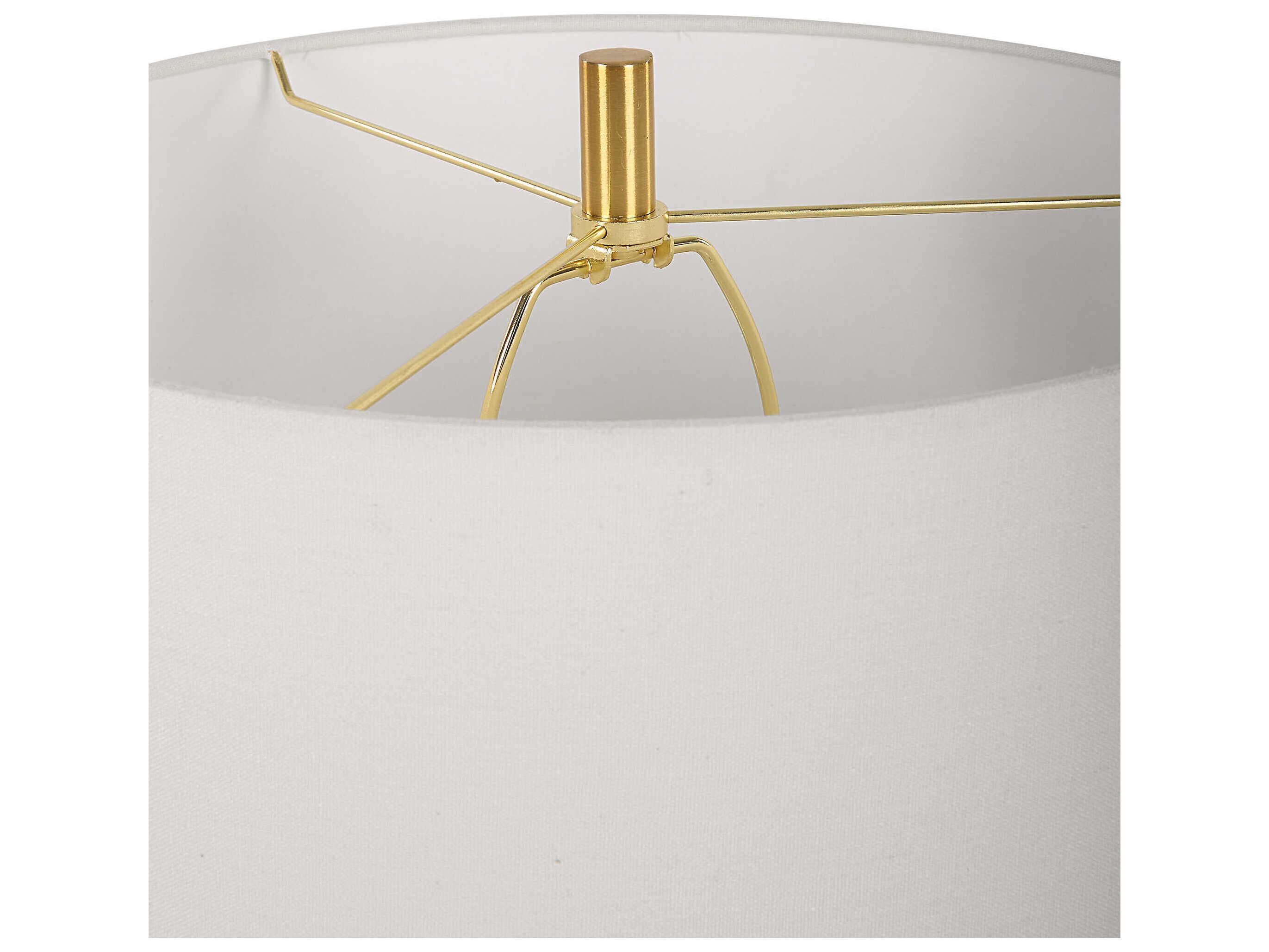 Uttermost Three Rings Brushed Brass Round Hardback Shade Buffet Lamp