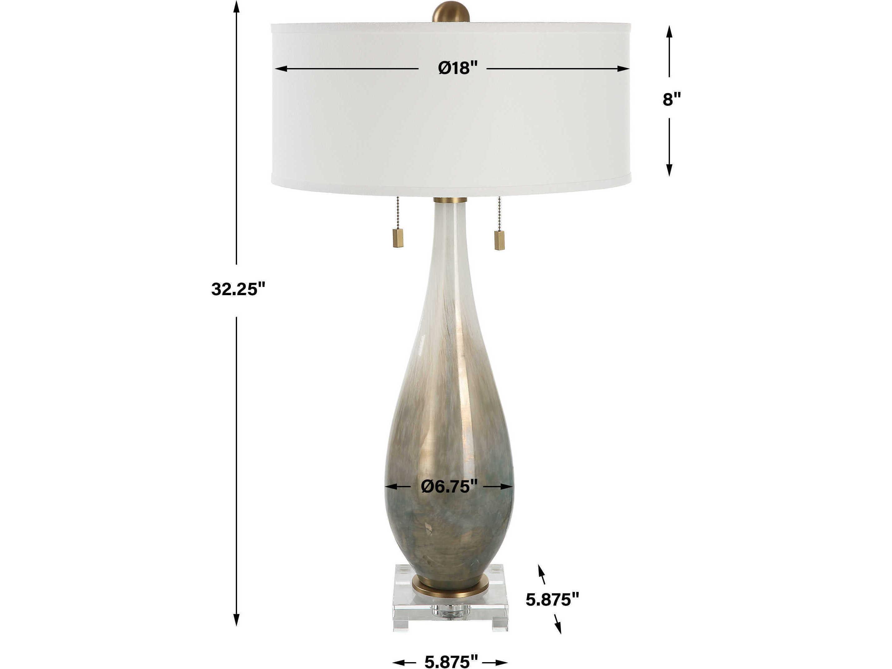 Uttermost Cardoni Smoked Bronze Round Drum Hardback Shade Glass Buffet Lamp