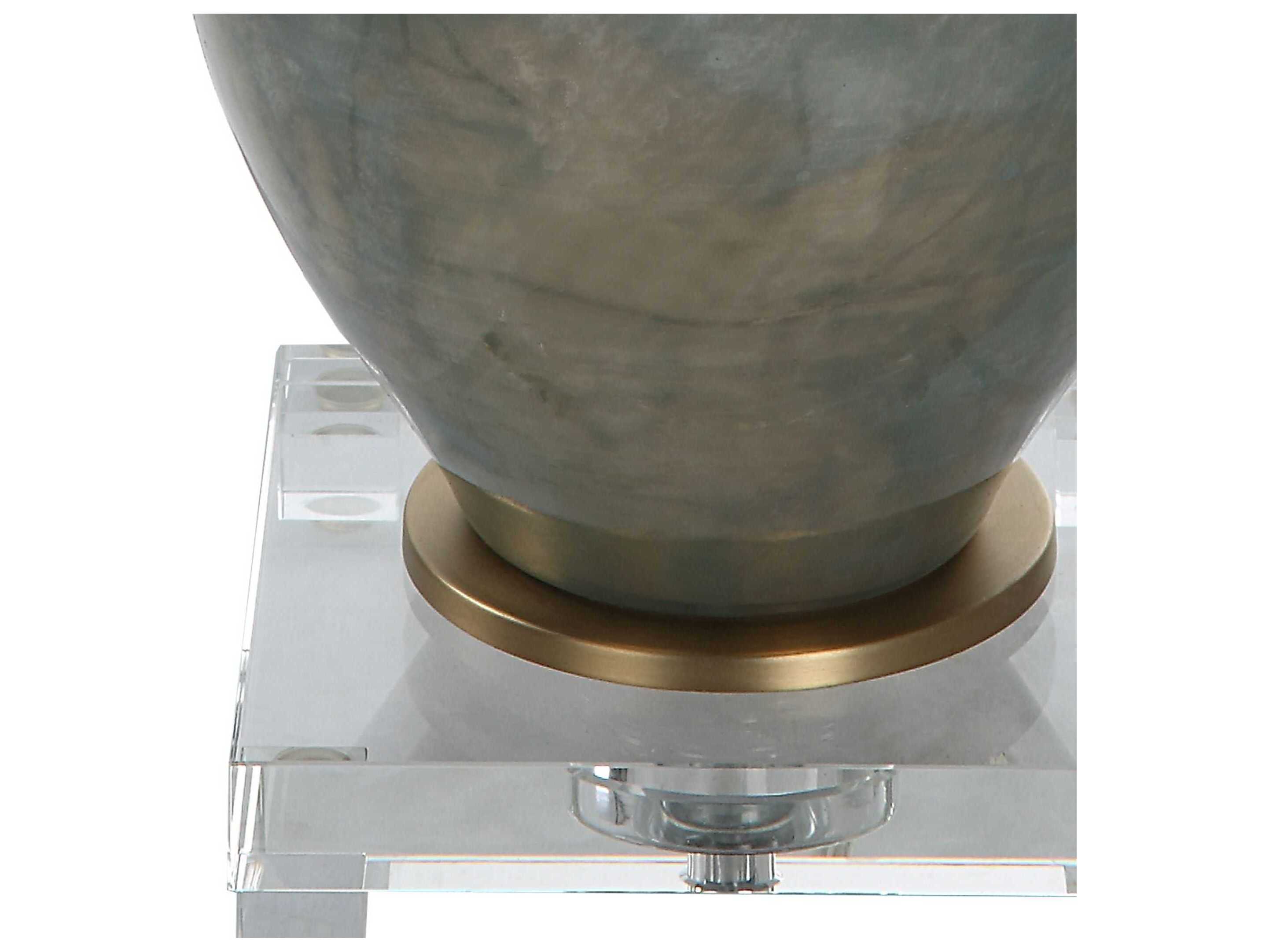 Uttermost Cardoni Smoked Bronze Round Drum Hardback Shade Glass Buffet Lamp